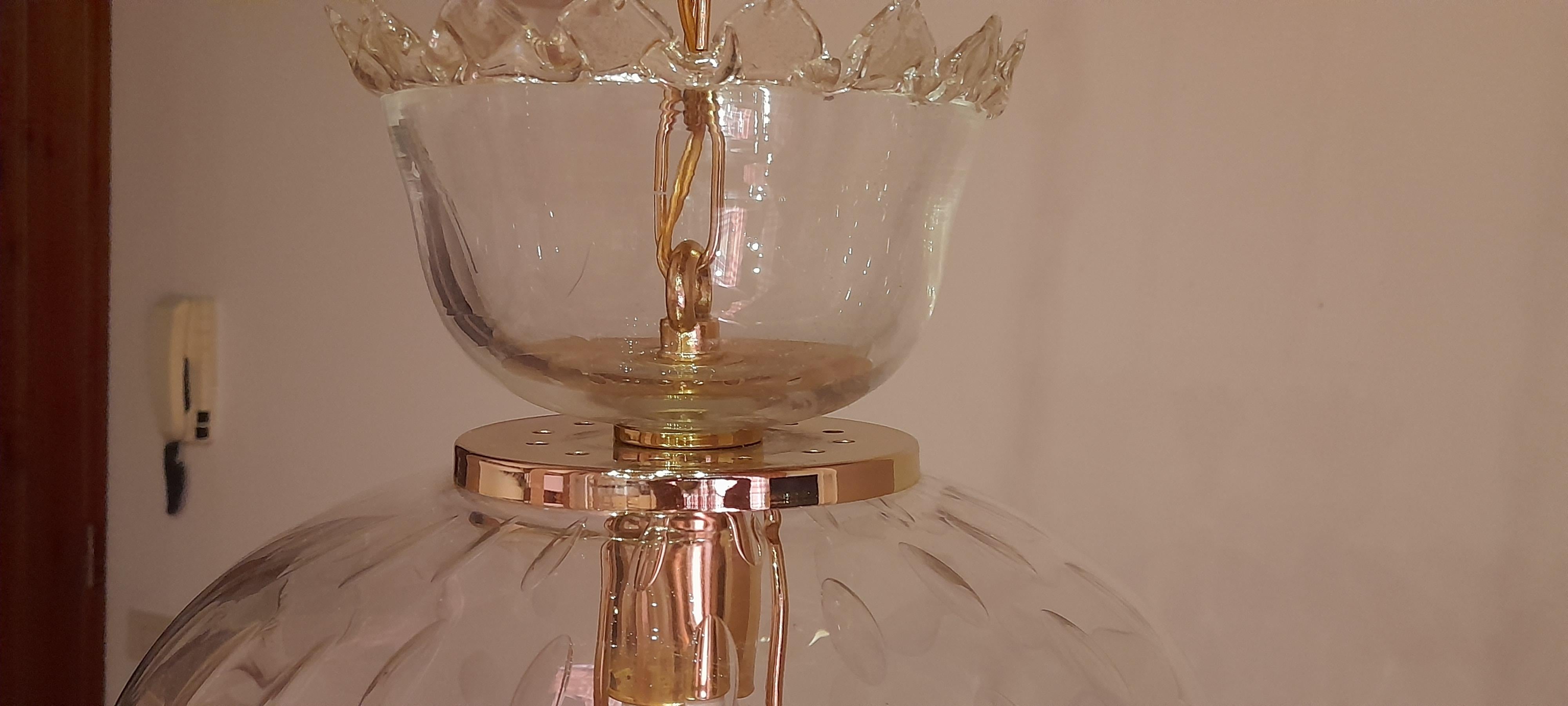 Italian Barovier & Toso - bulicant glass pendant lamp  Murano - Italy