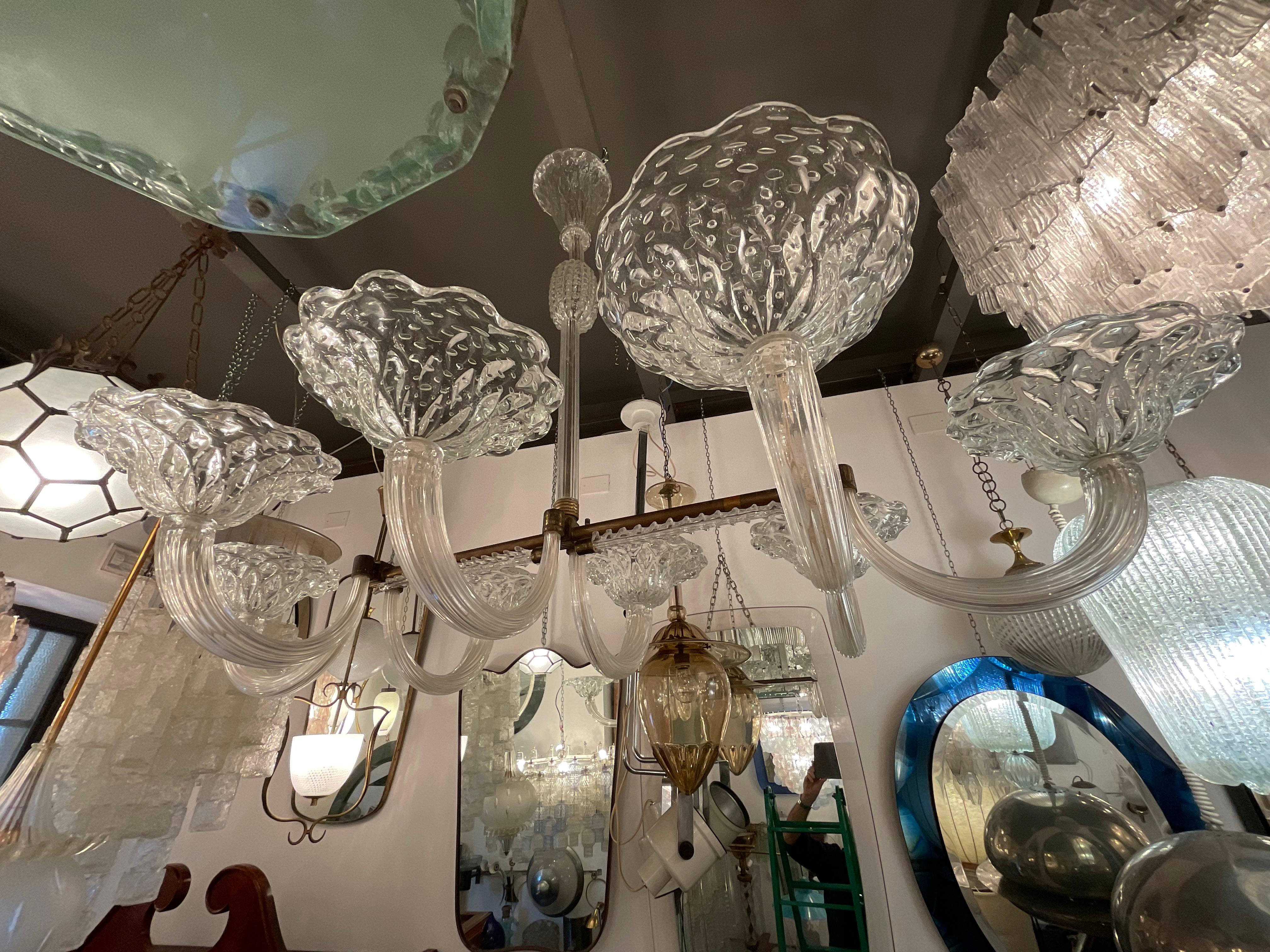BAROVIER & TOSO - Lampadario 8 luci, Murano ITALIA 1940. in vendita 3