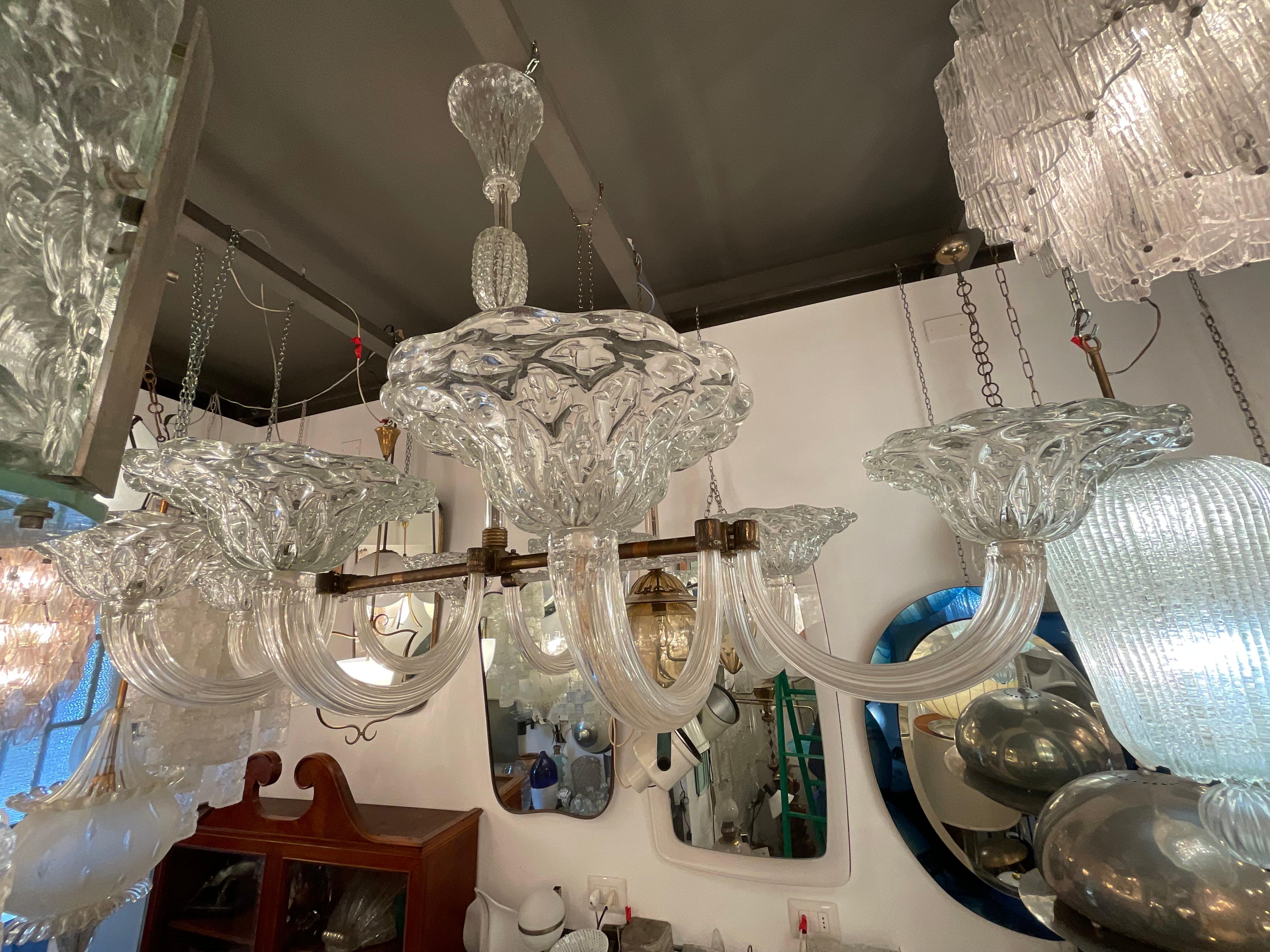 BAROVIER & TOSO - Lampadario 8 luci, Murano ITALIA 1940. in vendita 6