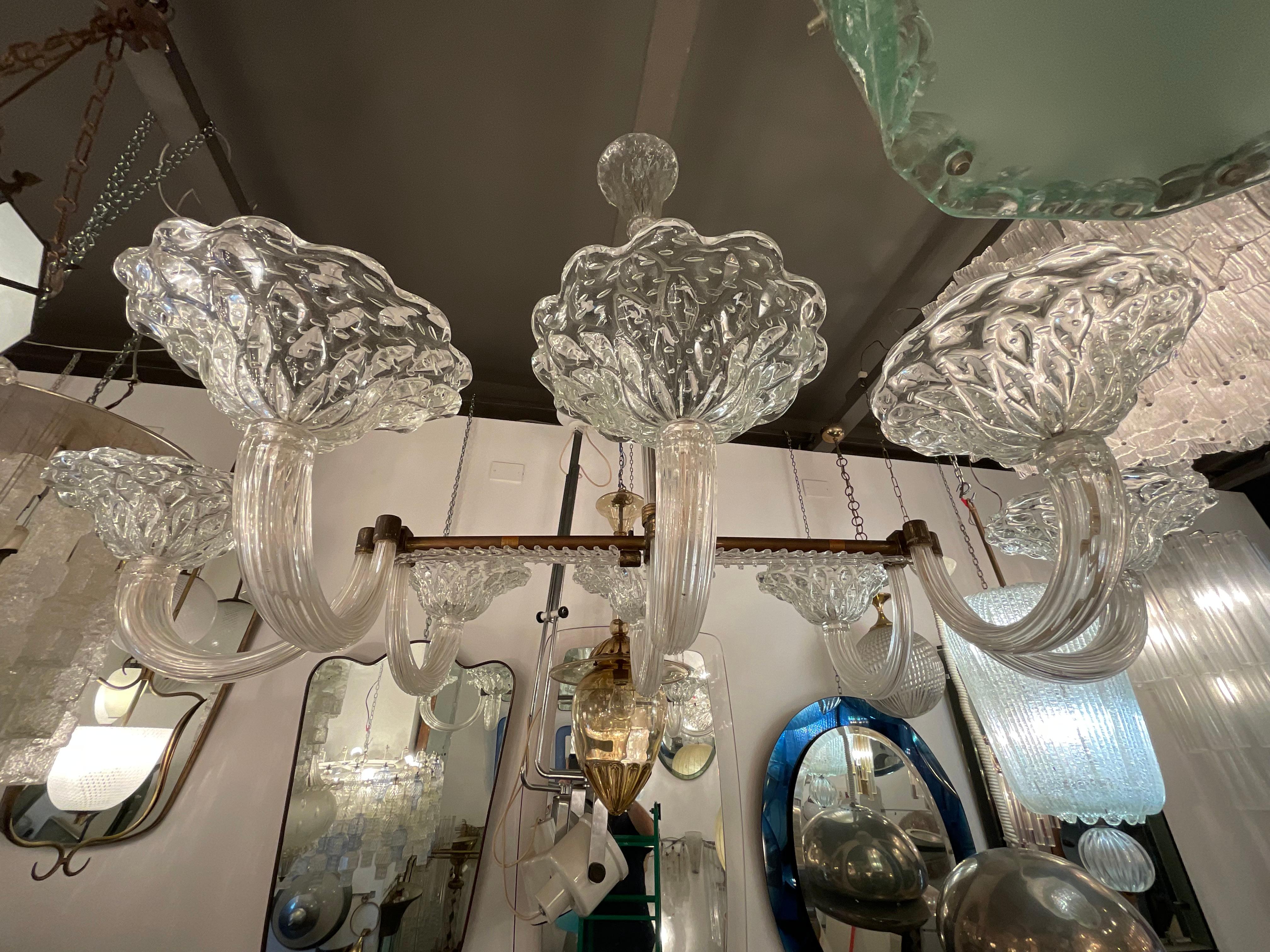 Mid-Century moderno BAROVIER & TOSO - Lampadario 8 luci, Murano ITALIA 1940. in vendita
