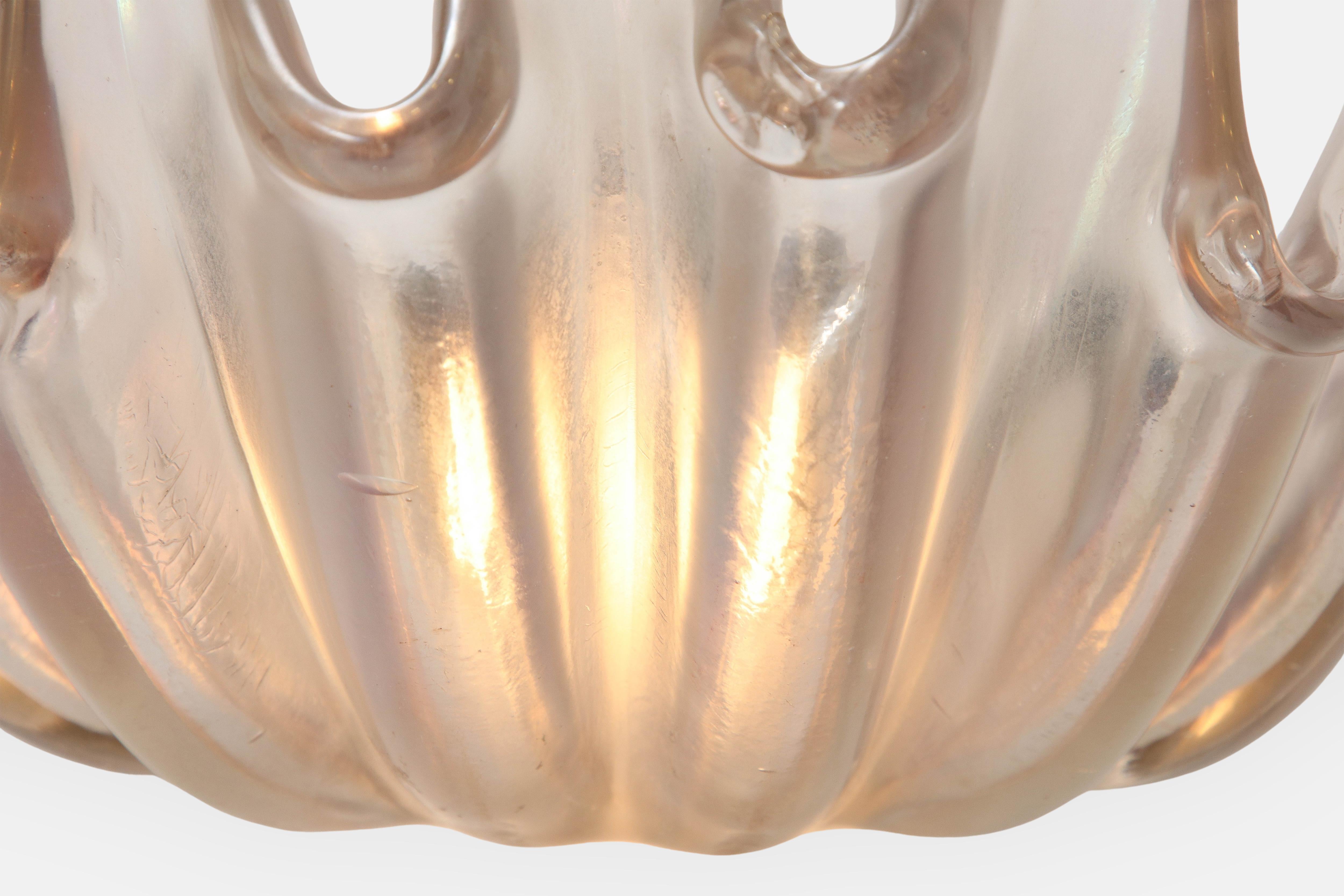 Barovier & Toso Large Clamshell Iridescent Glass Sconce, 1940s In Good Condition For Sale In New York, NY