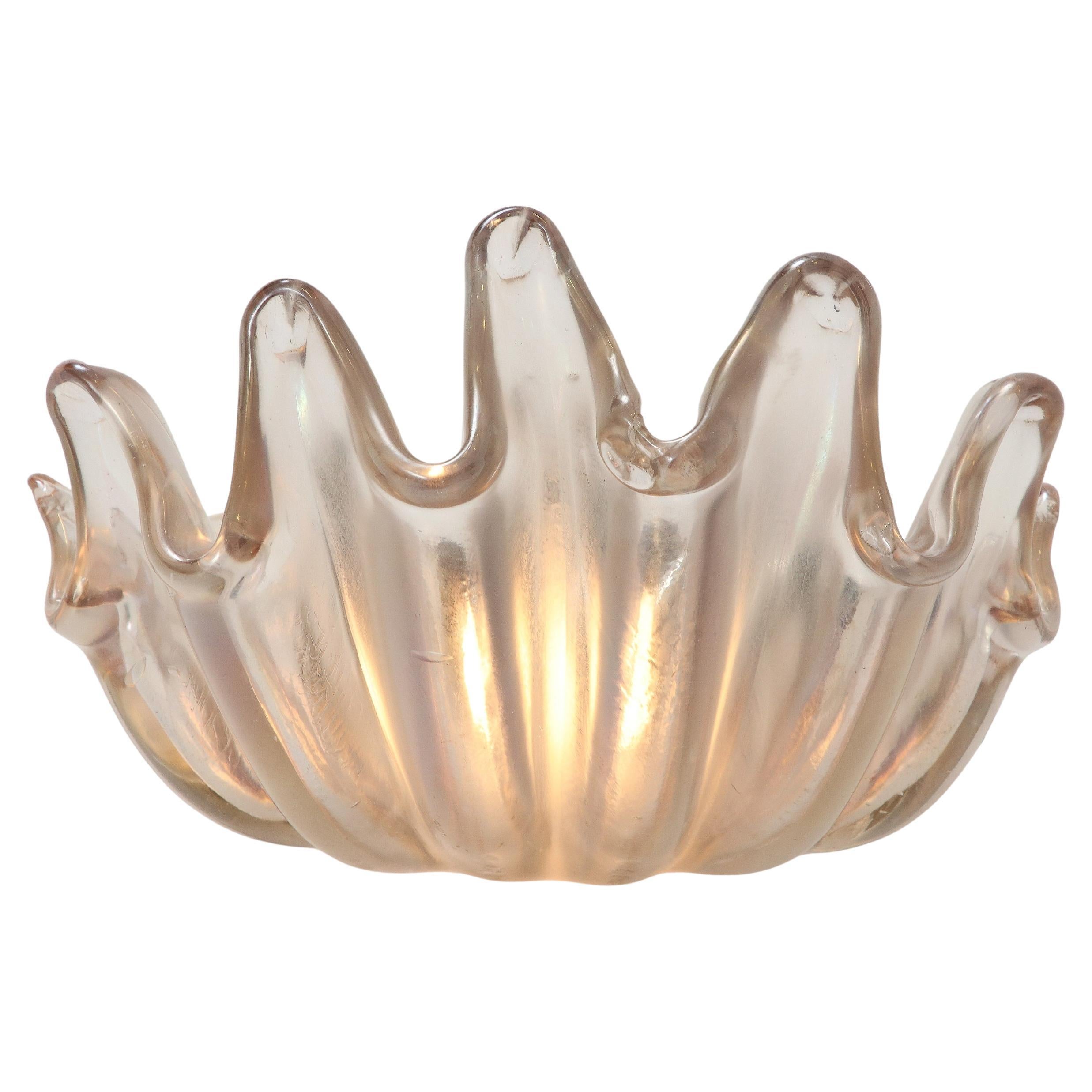 Barovier & Toso Large Clamshell Iridescent Glass Sconce, 1940s