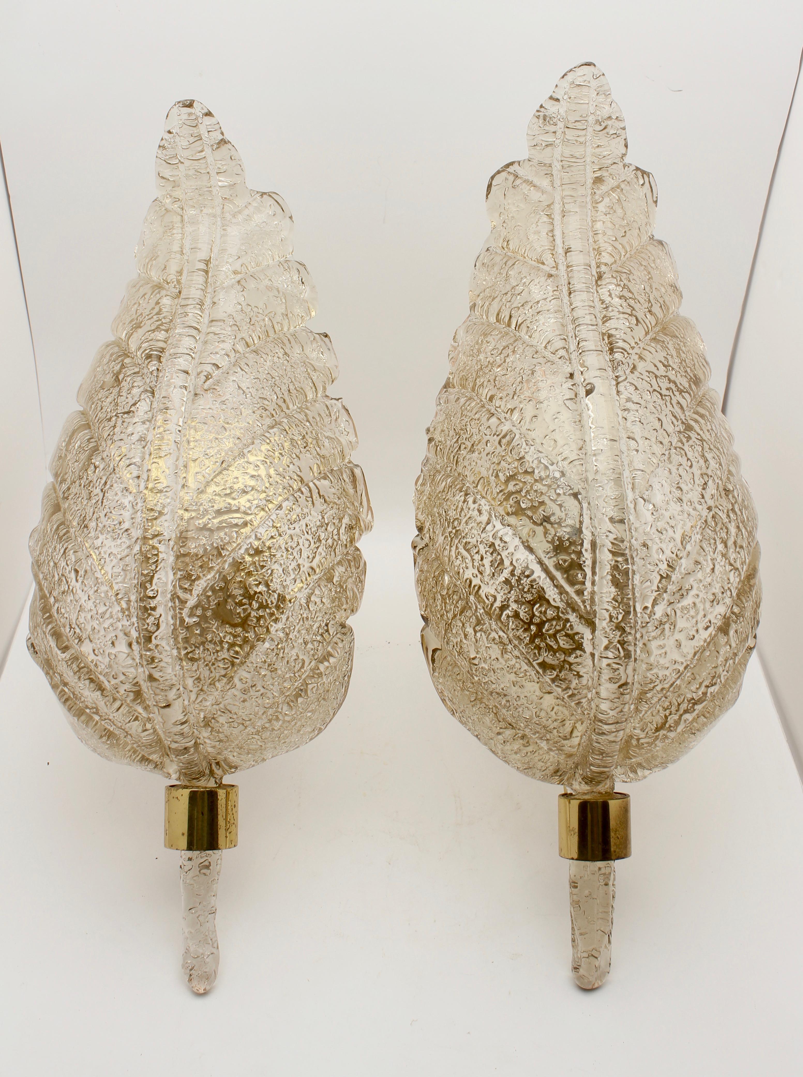Barovier & Toso Large Murano Art Glass Leaf Sconces 'Wall-Lights', circa 1970s 1