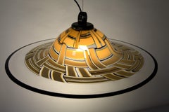 Barovier & Toso Large Tessere Ambra Suspension Clear Incalmo Black Bead Murano