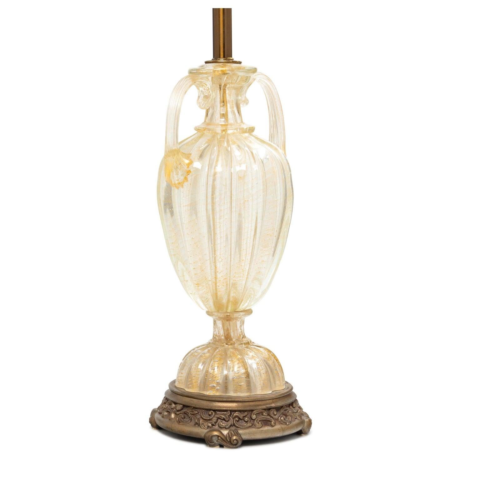 Mid-Century Modern Barovier & Toso Mid-20th Century Murano Italian Art Glass Table Lamp, Custom Sh
