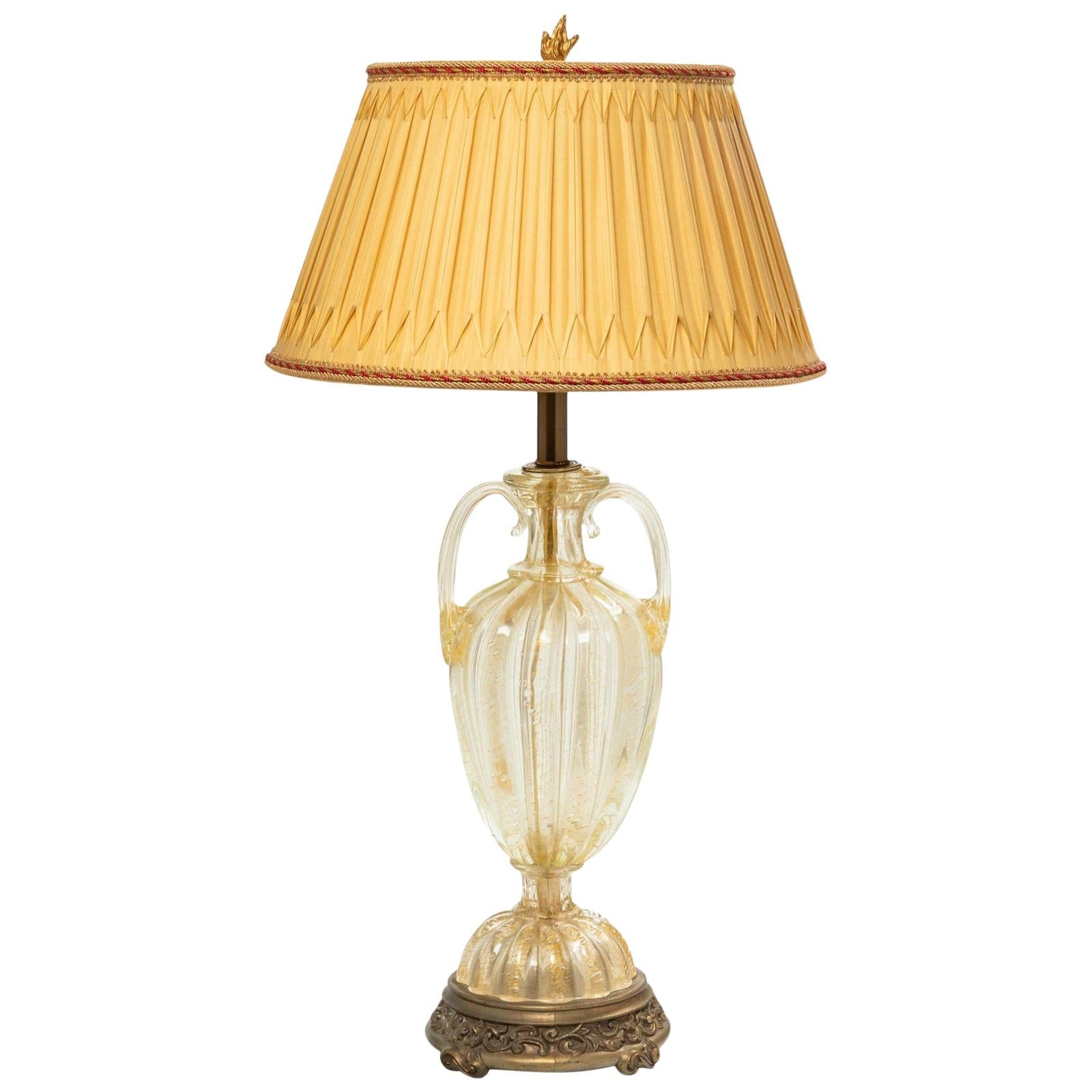 Barovier & Toso Mid-20th Century Murano Italian Art Glass Table Lamp, Custom Sh