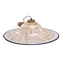 Barovier & Toso Mid Century Large Tessere Ambra Suspension Murano Pendant Lamp