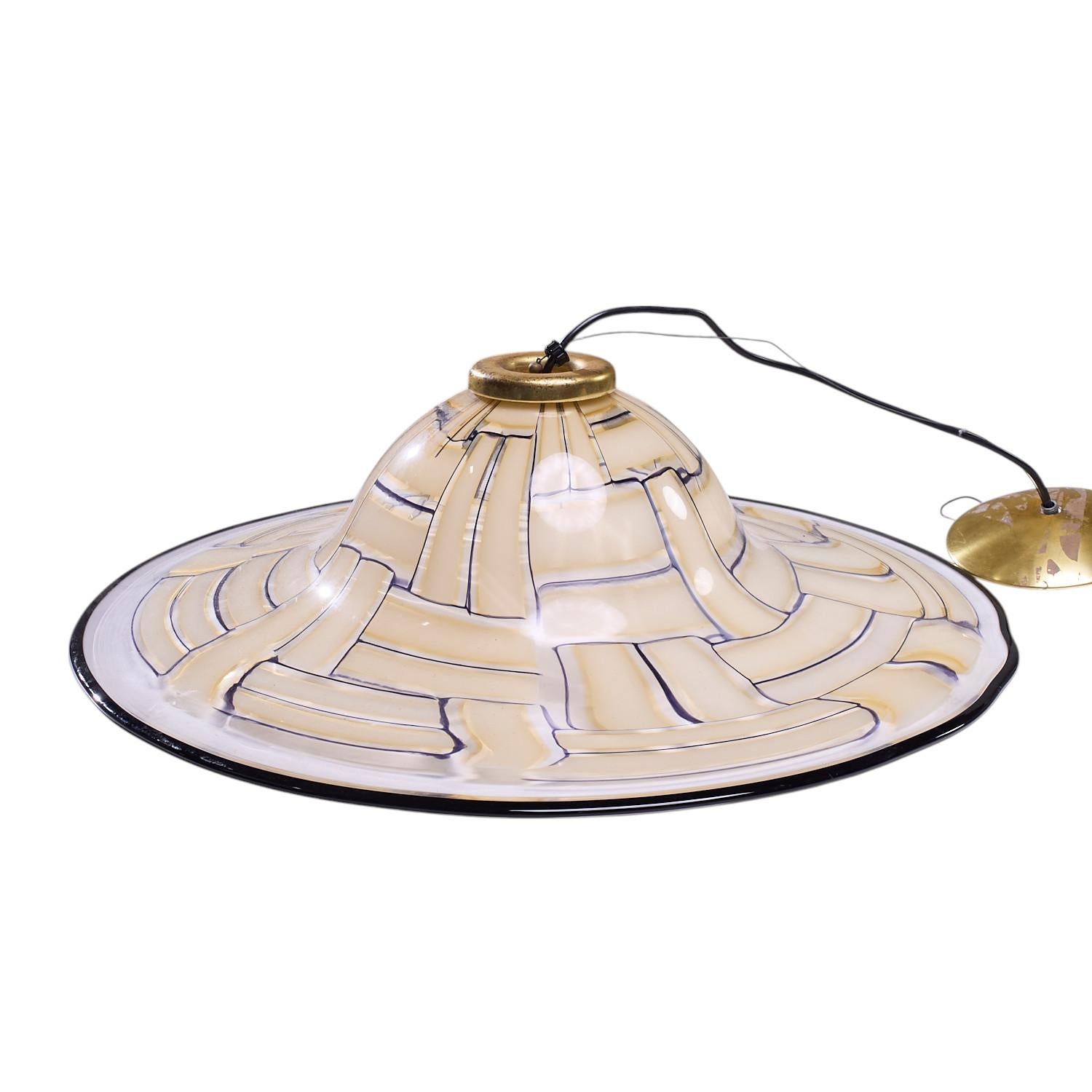 Mid-Century moderno Barovier&Toso Lampada a sospensione di Murano a sospensione Tessere Ambra di grandi dimensioni della metà del secolo scorso in vendita