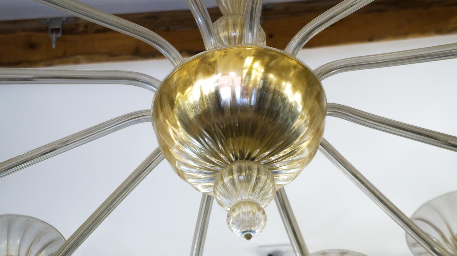 Barovier & Toso Mid-Century Gold Murano Glass Chandelier, 1982 For Sale 12