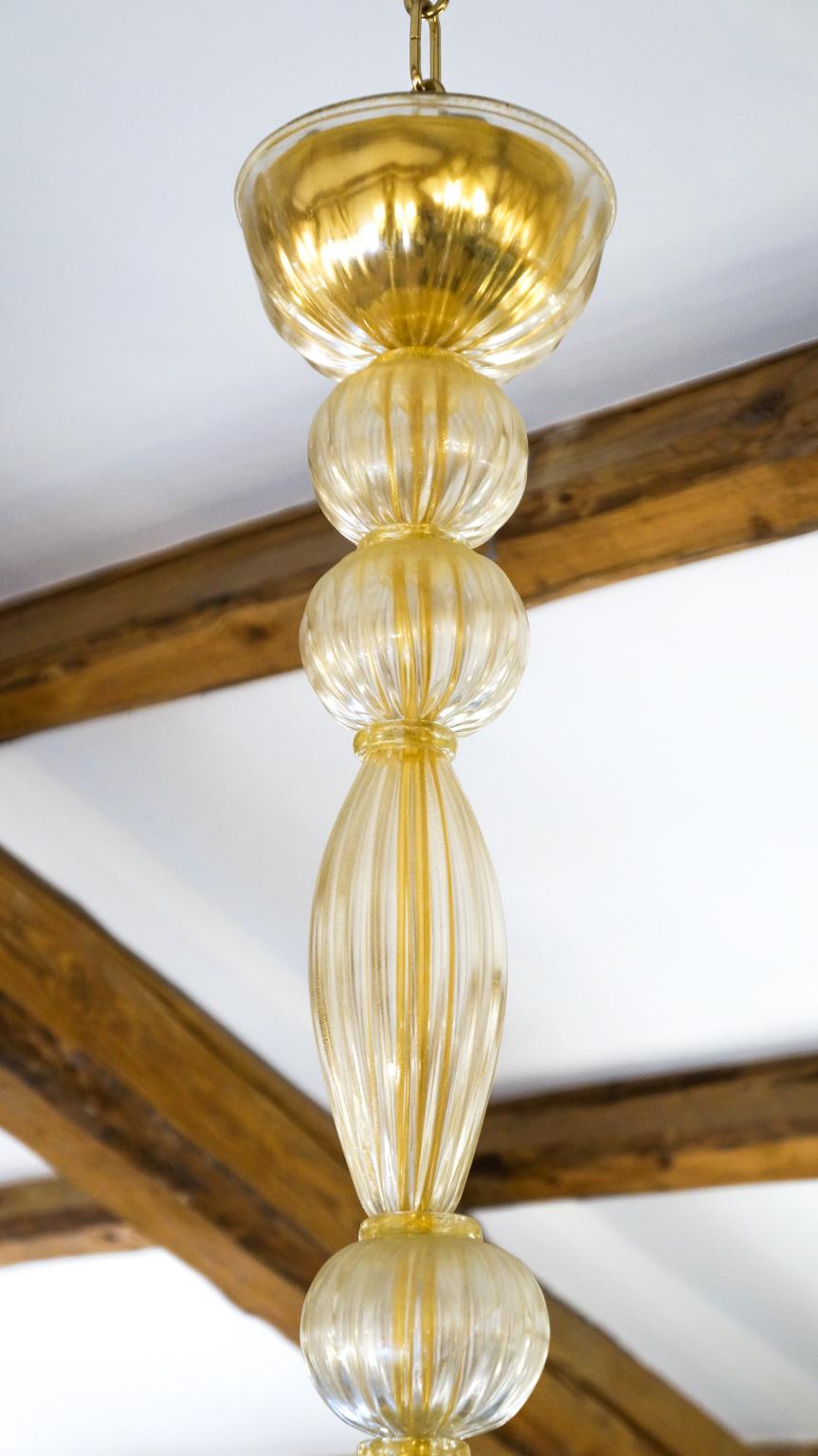 Barovier & Toso Mid-Century Gold Murano Glass Chandelier, 1982 For Sale 1