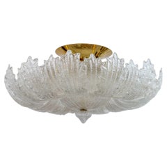 Vintage Barovier & Toso Mid-Century Modern Brass and Murano Glass Ceiling Light