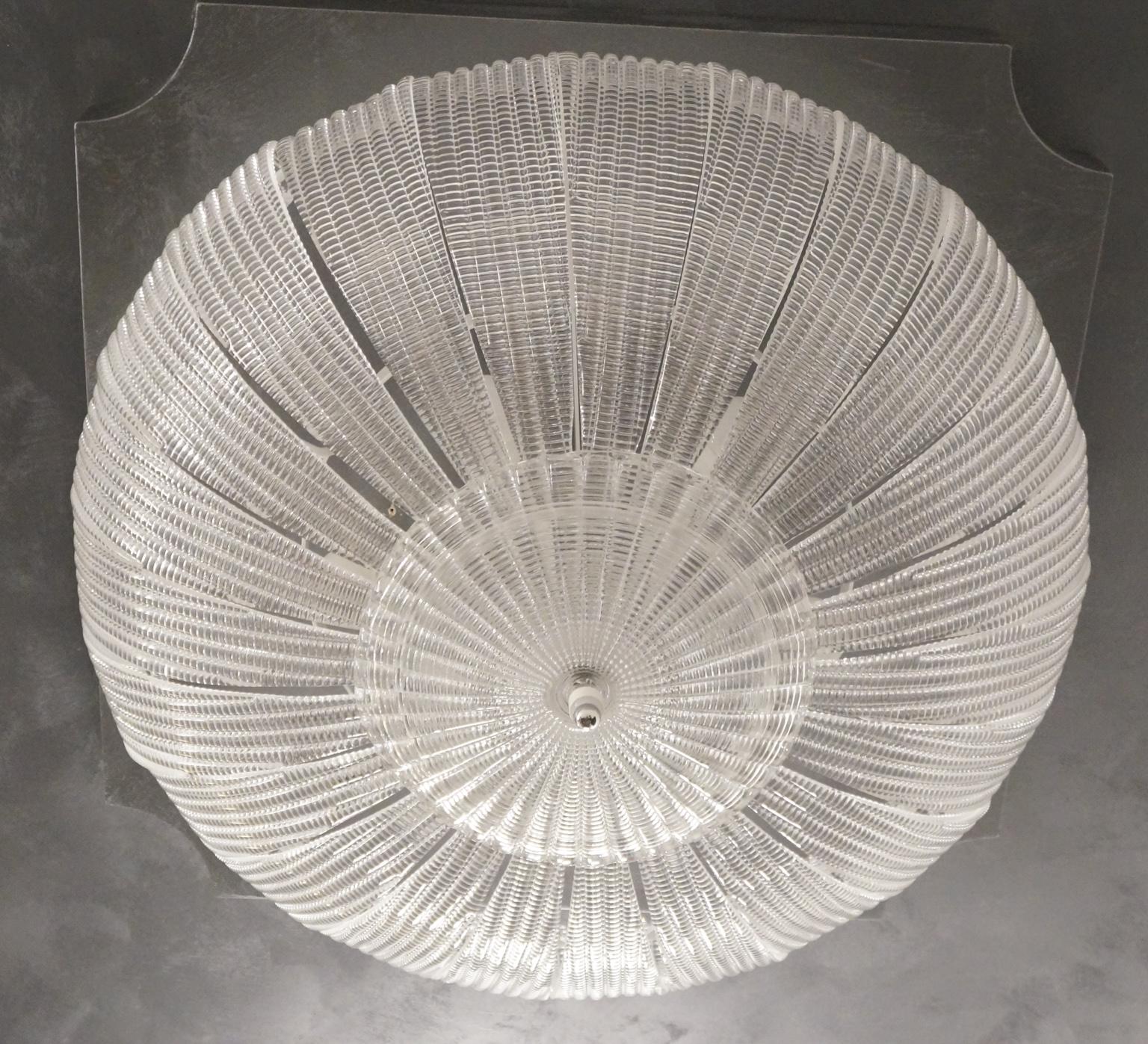 Barovier & Toso Mid-Century Modern Crystal Murano Glass Ceiling Chandelier, 1970 (Italienisch) im Angebot