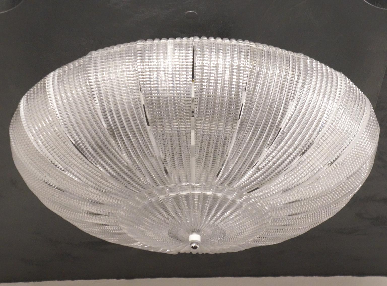 Barovier & Toso Mid-Century Modern Crystal Murano Glass Ceiling Chandelier, 1970 For Sale 1
