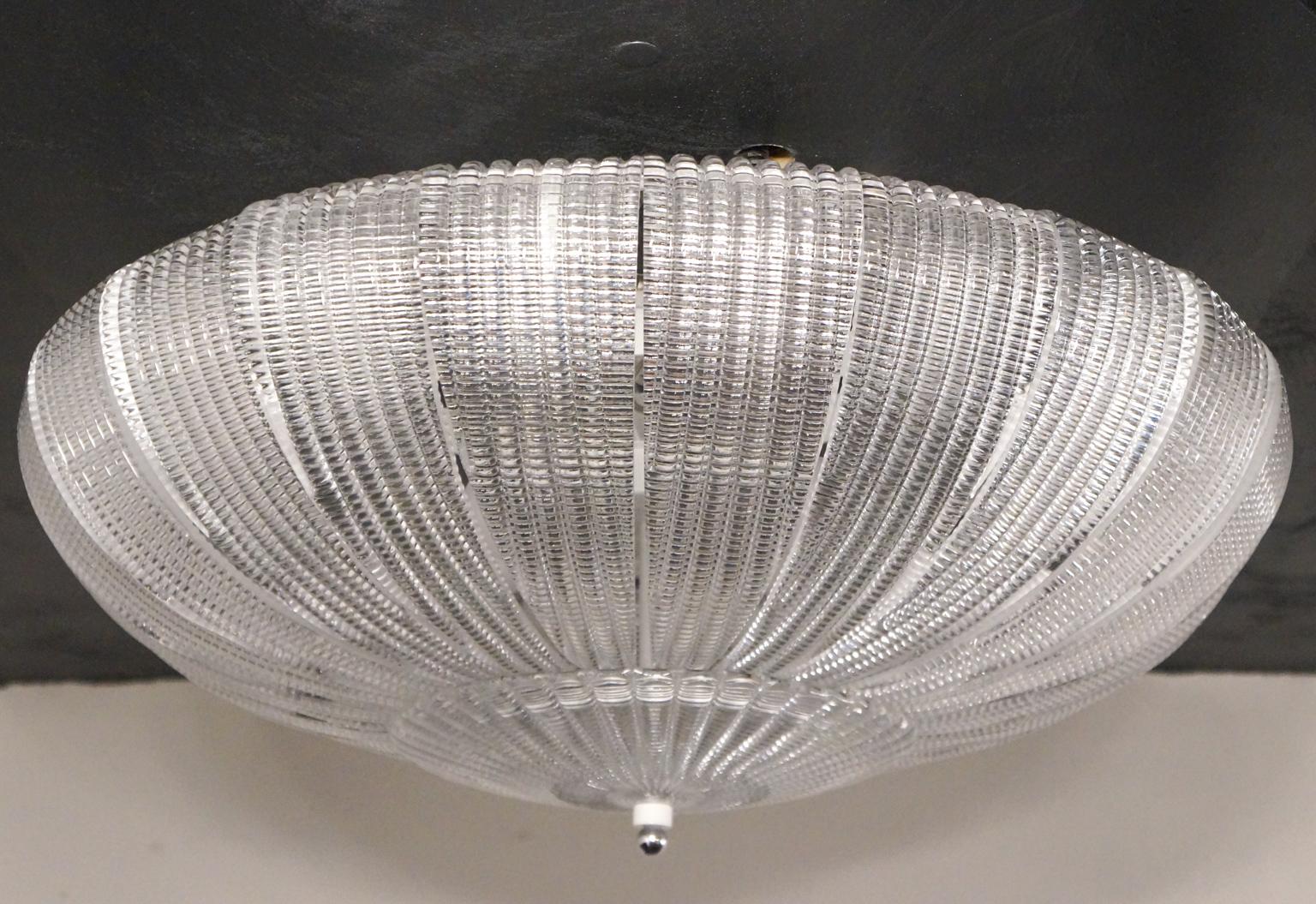 Barovier & Toso Mid-Century Modern Crystal Murano Glass Ceiling Chandelier, 1970 For Sale 3