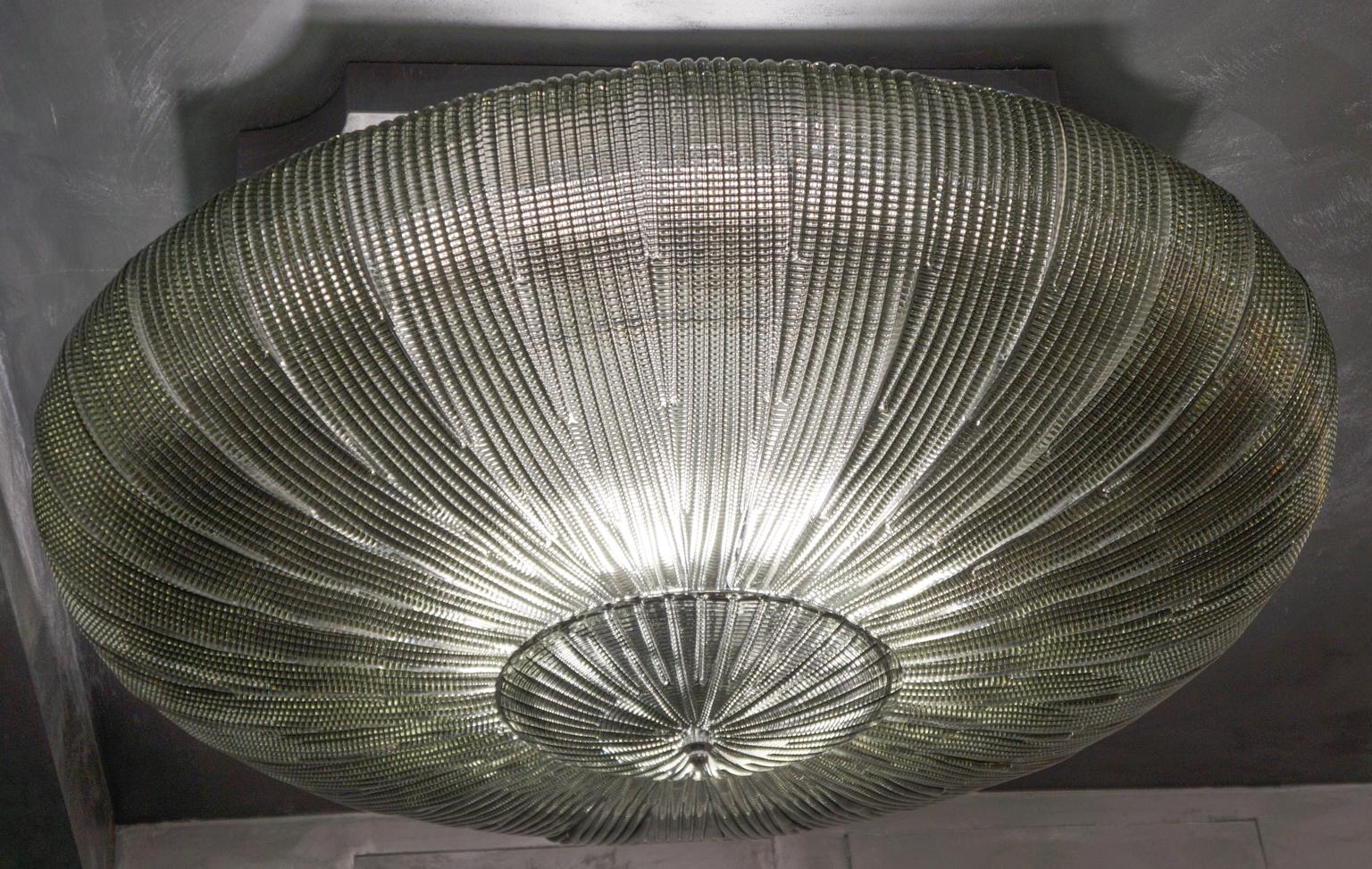 Barovier & Toso Mid-Century Modern Grey Murano Glass Ceiling Chandelier, 1970s For Sale 7