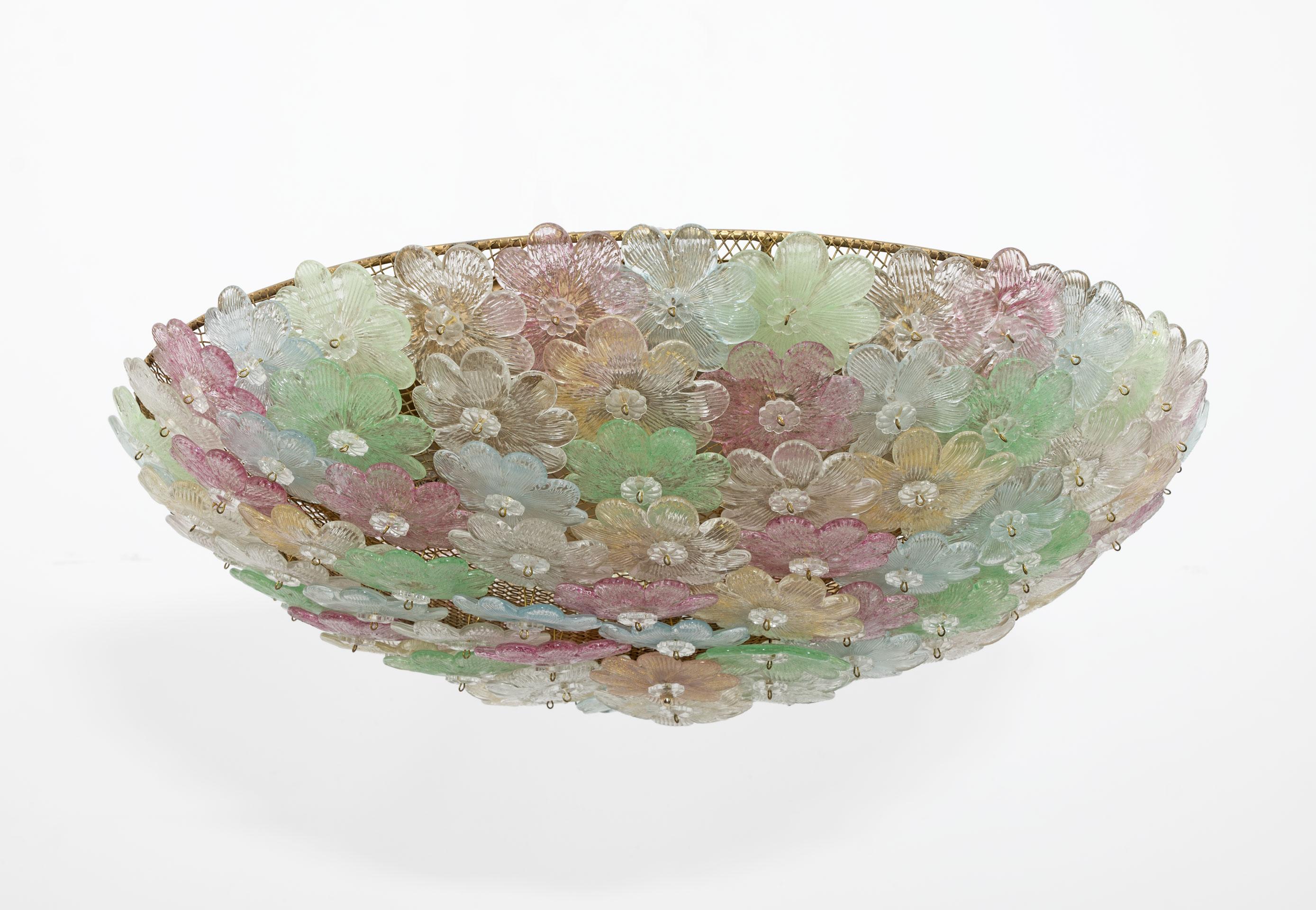 Attributed to Barovier & Toso Mid-century Modern Murano Glass Ceiling Light, 50s For Sale 1
