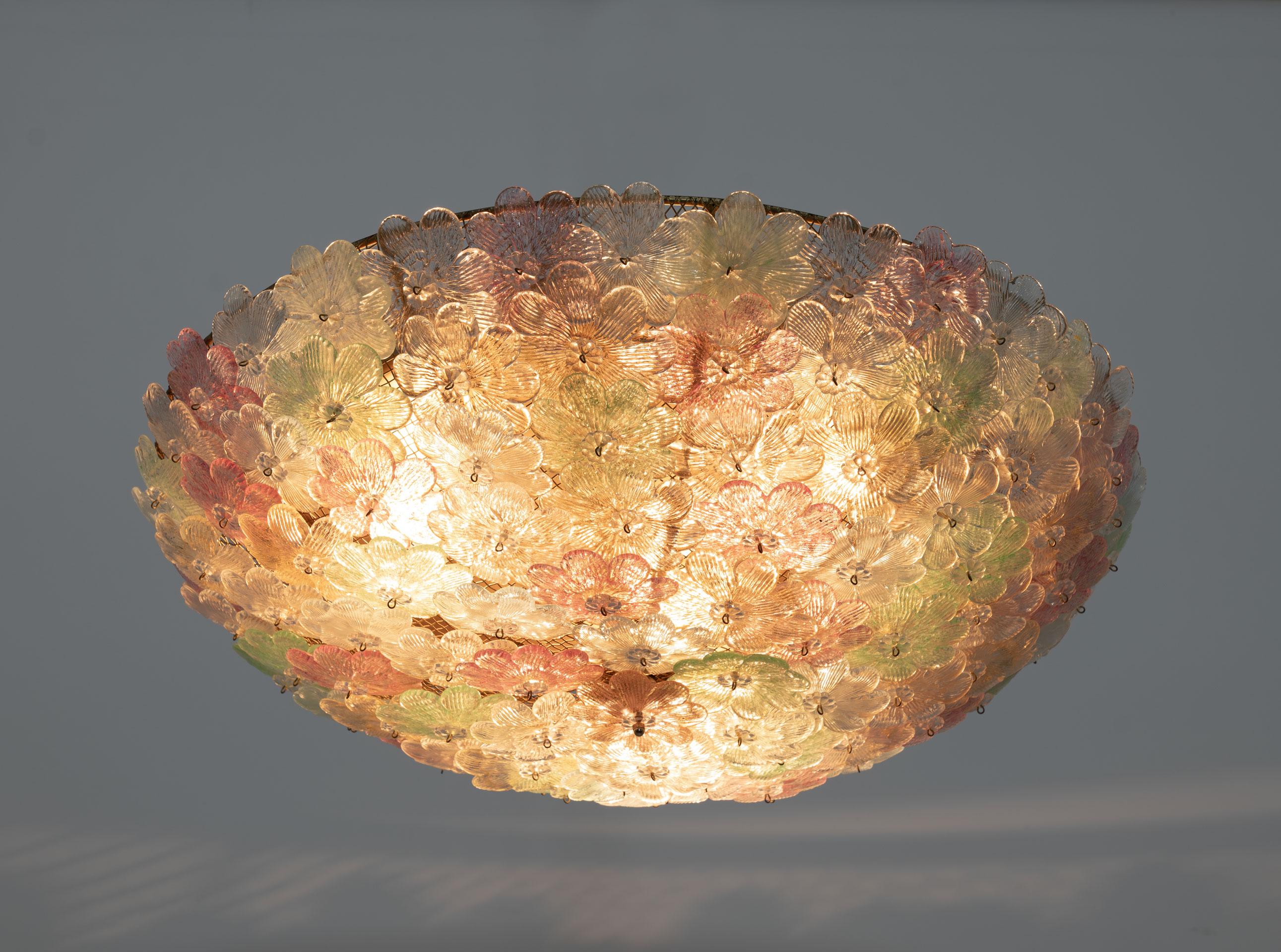 Attributed to Barovier & Toso Mid-century Modern Murano Glass Ceiling Light, 50s For Sale 2