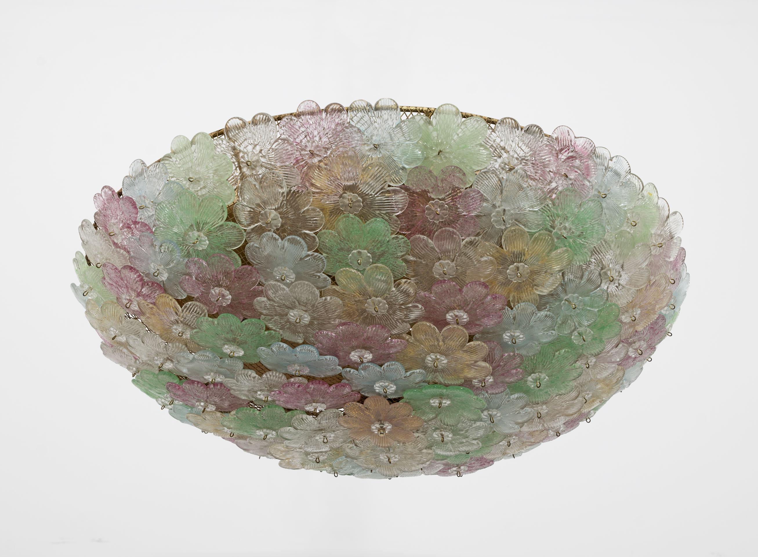 Attributed to Barovier & Toso Mid-century Modern Murano Glass Ceiling Light, 50s For Sale 3