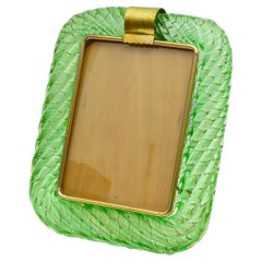 Barovier & Toso Mid-Century Modern Murano Glass Twisted and Brass Photo Frame
