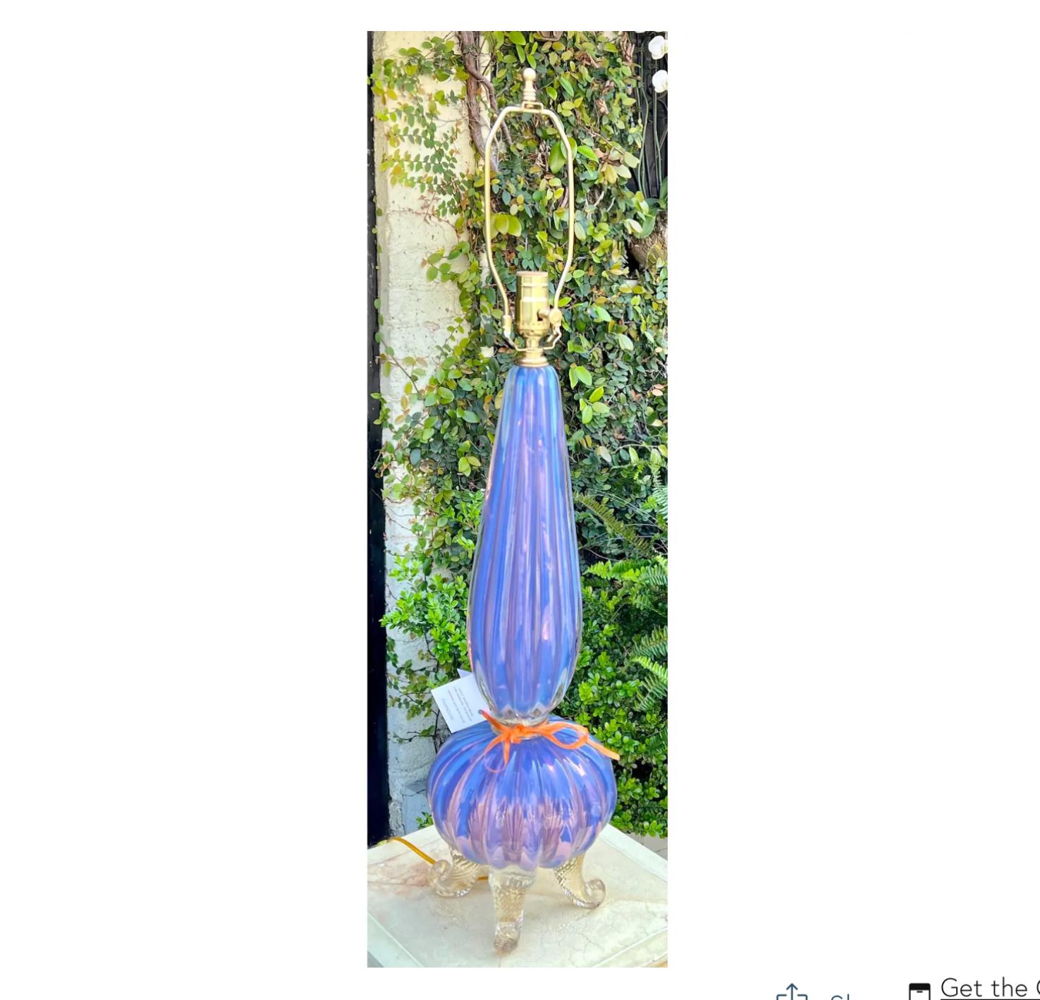 Mid-20th Century Barovier & Toso Mid Century Modern Murano Purple Italian Art Glass Footed Lamp