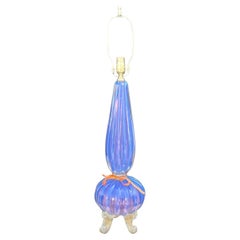 Barovier & Toso Mid Century Modern Murano Purple Italian Art Glass Footed Lamp