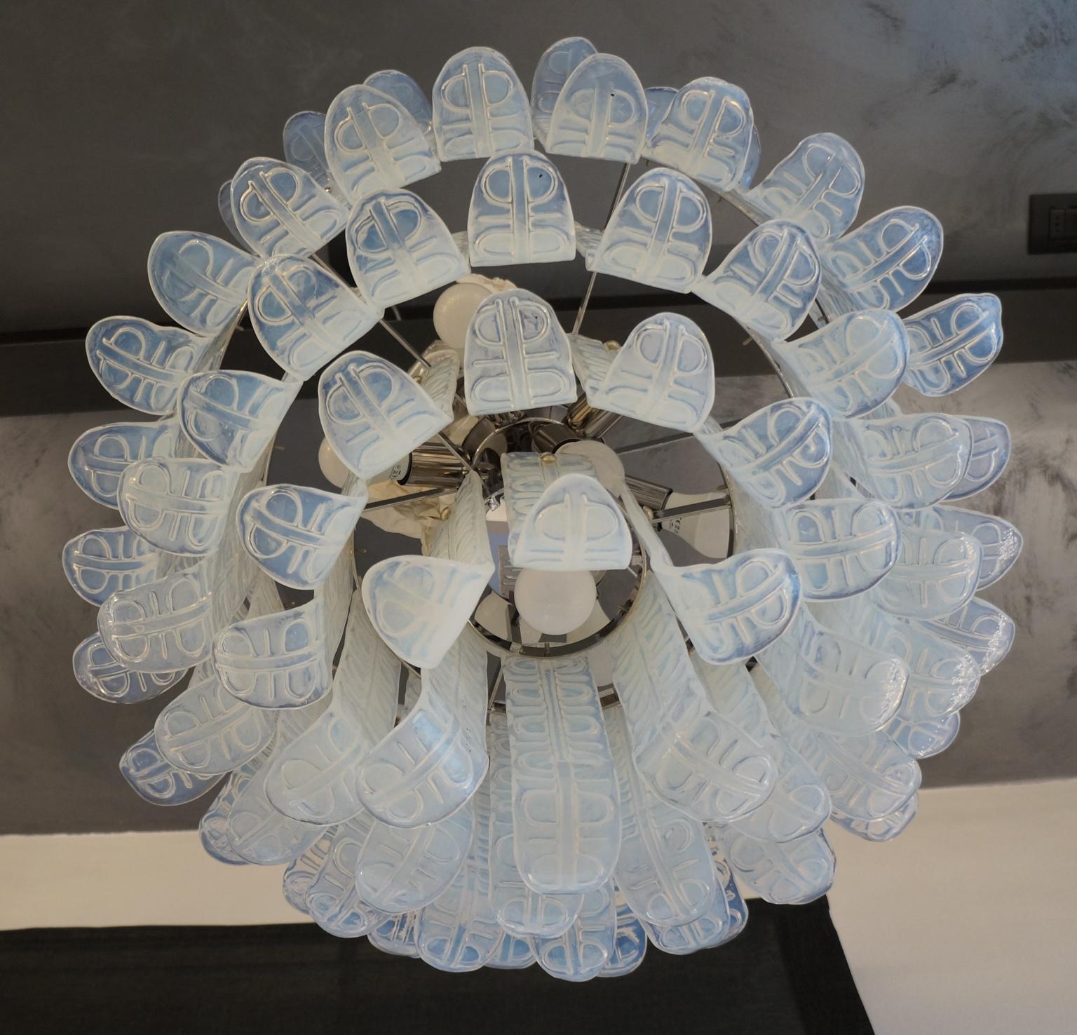 Italian Barovier & Toso Mid-Century Modern Opaline Murano Glass Chandelier, 1972 For Sale