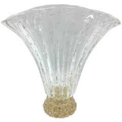 Barovier & Toso Moderne Mitte des Jahrhunderts Transparentes und goldenes Muranoglas Vase 1970