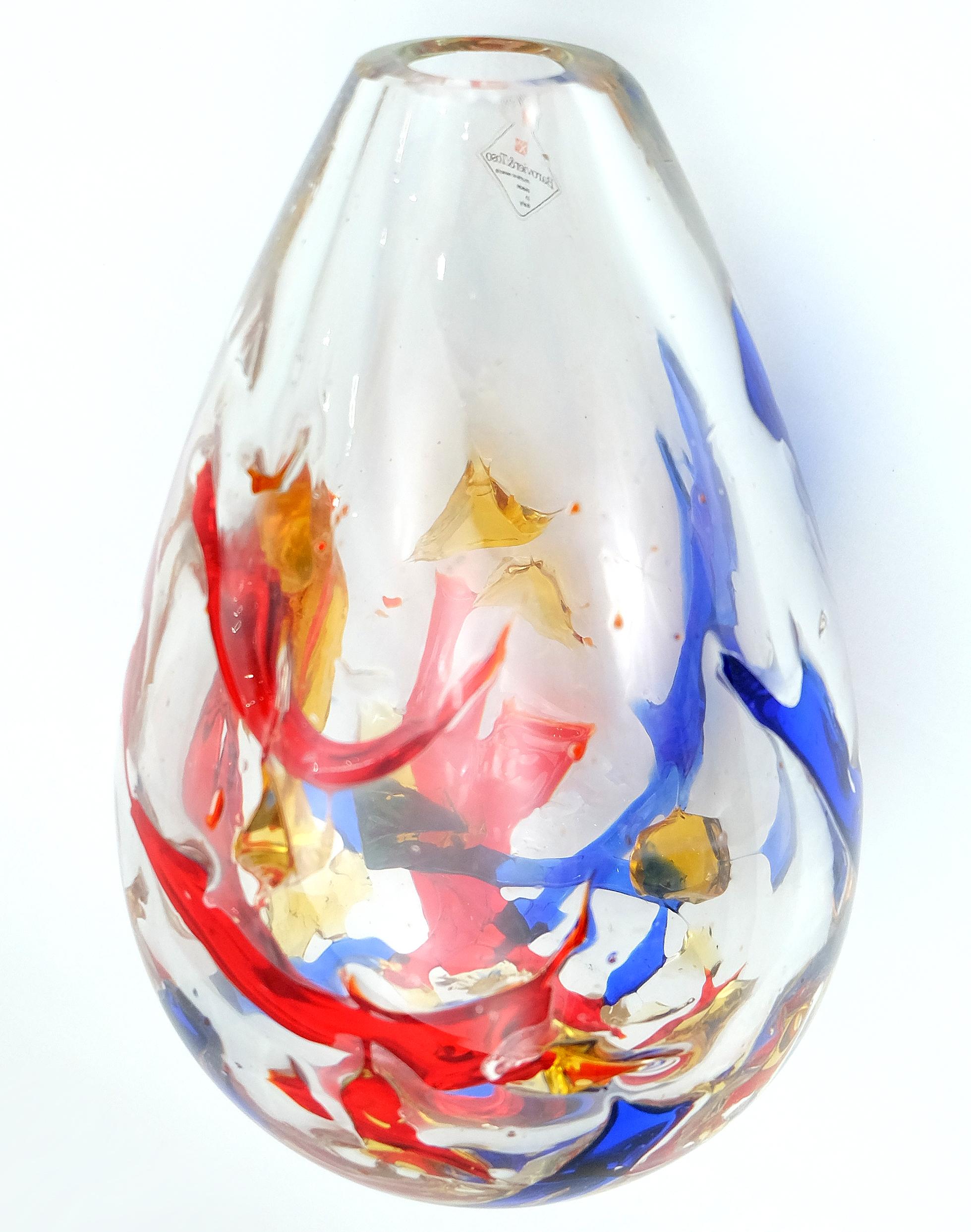 Barovier & Toso Multi-Color Murano Glass Vase, Italy For Sale 3