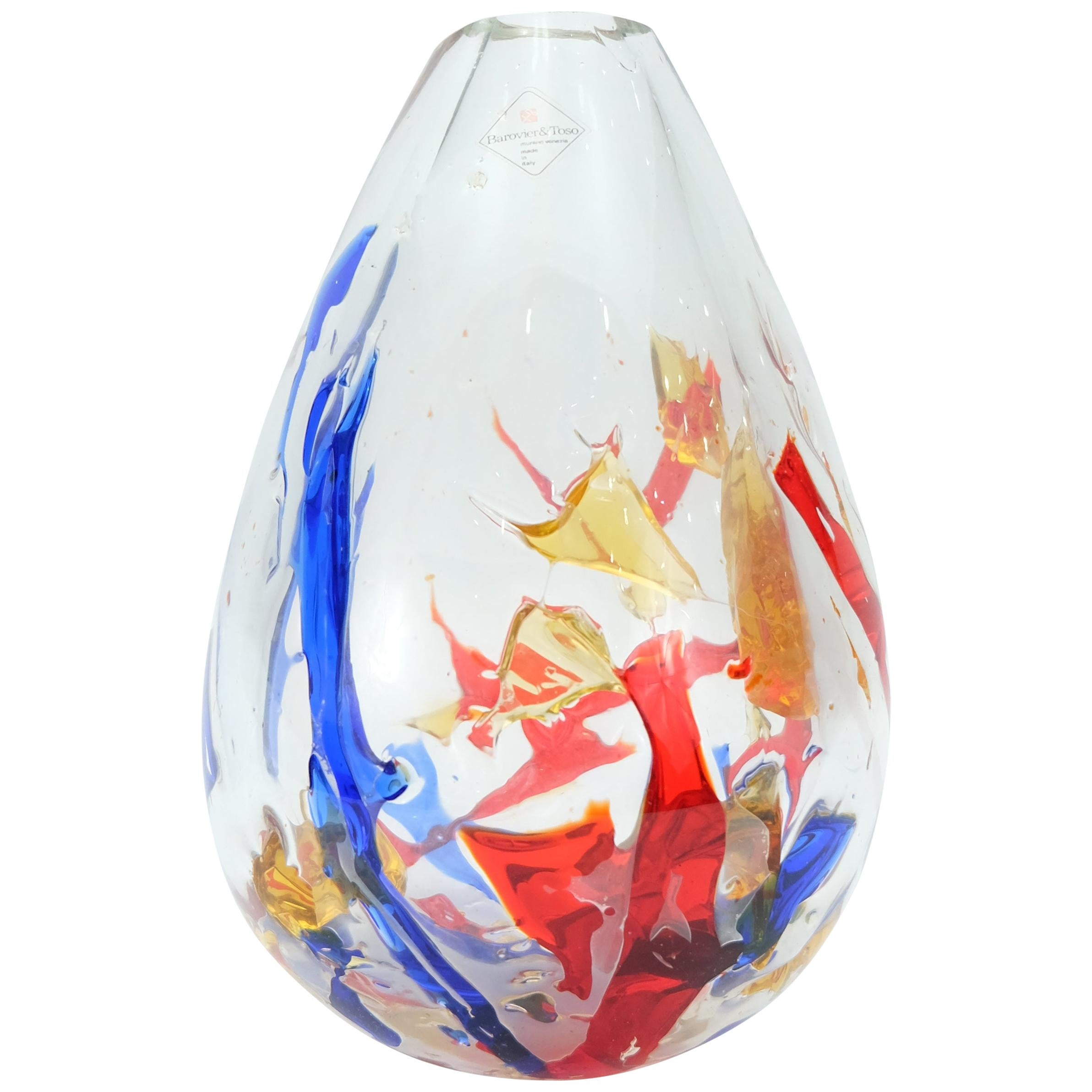 Barovier & Toso Multi-Color Murano Glass Vase, Italy For Sale