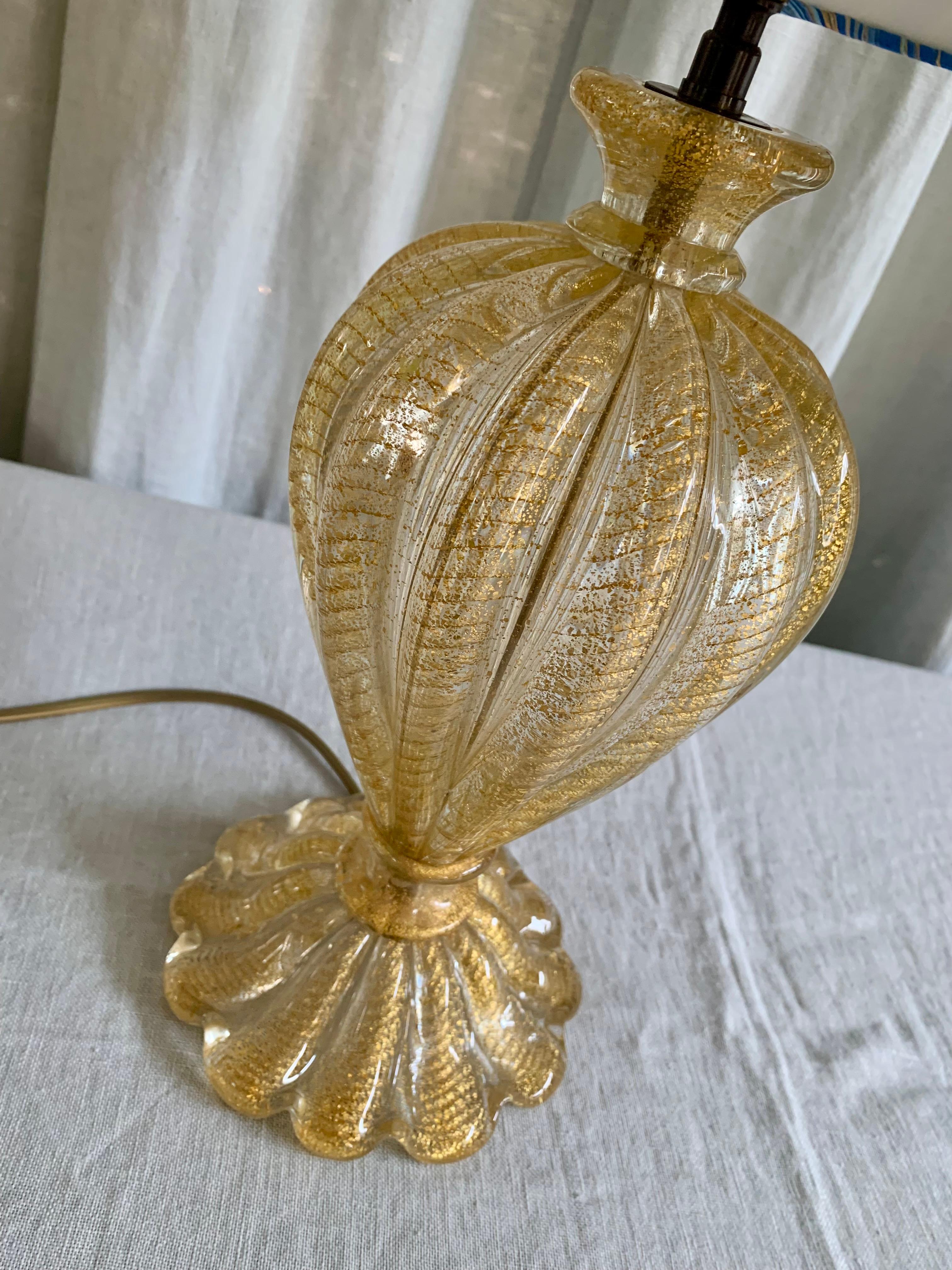 Barovier & Toso - Murano 1950S Gold Dust Glass Table Lamp For Sale 2