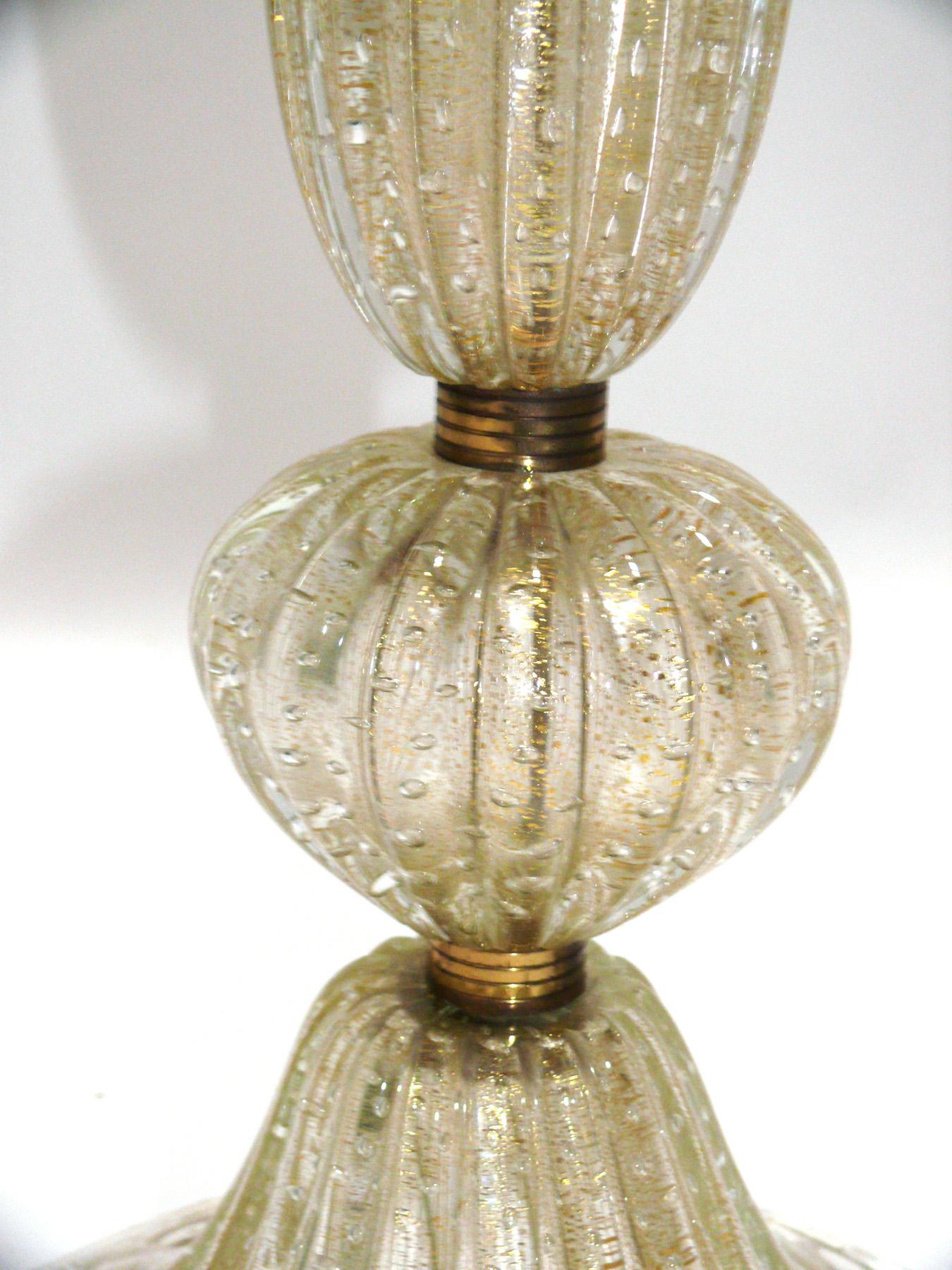 italien Barovier&Toso Lampes en verre d'art de Murano, or et verre clair, réassemblées en vente