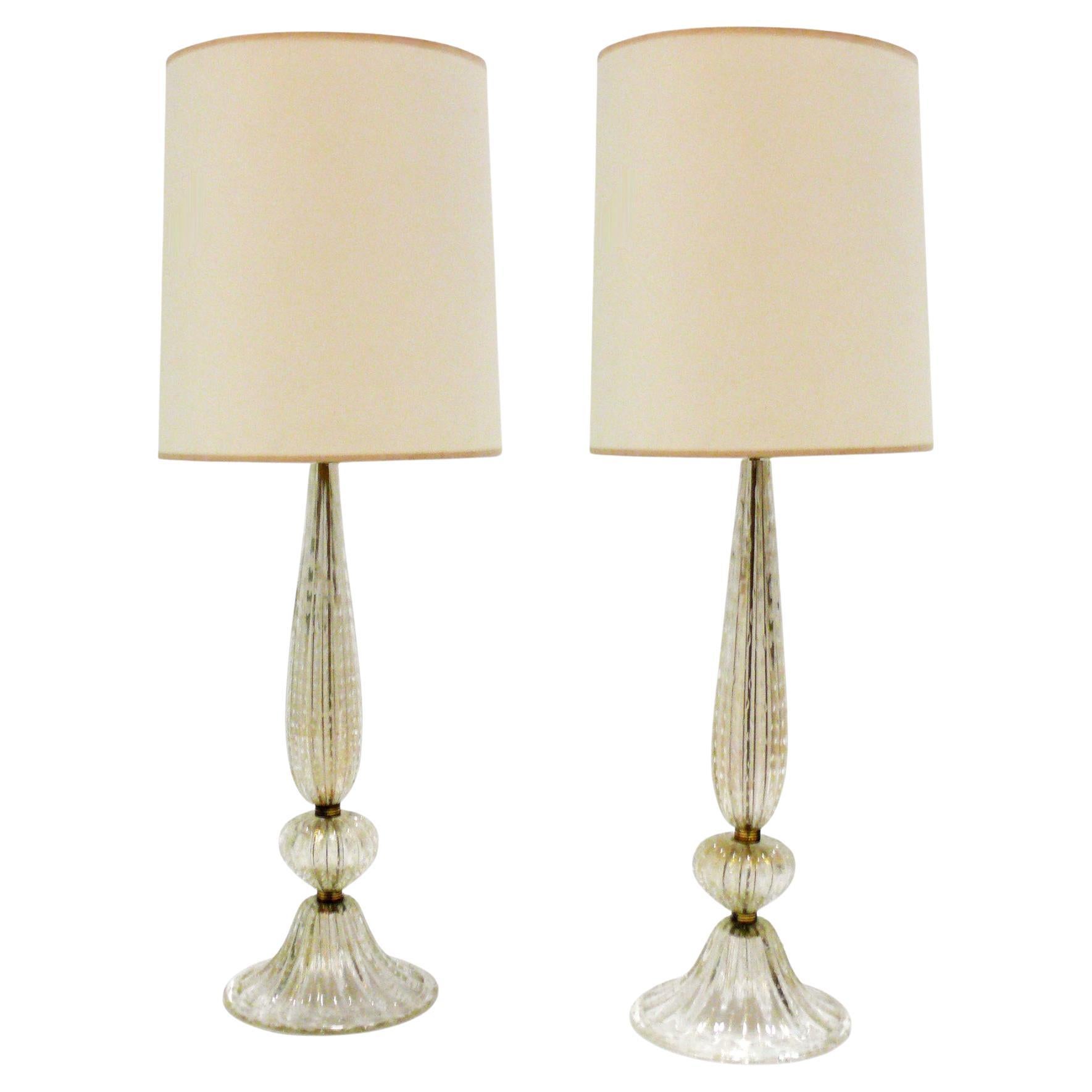 Barovier&Toso Lampes en verre d'art de Murano, or et verre clair, réassemblées en vente