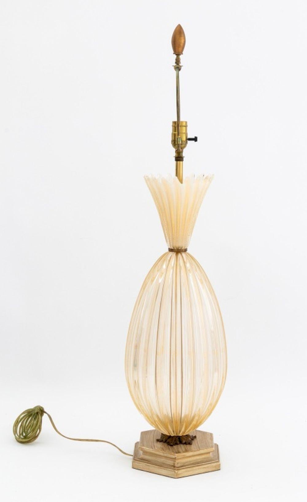 20th Century Barovier & Toso Murano Art Glass Table Lamp For Sale