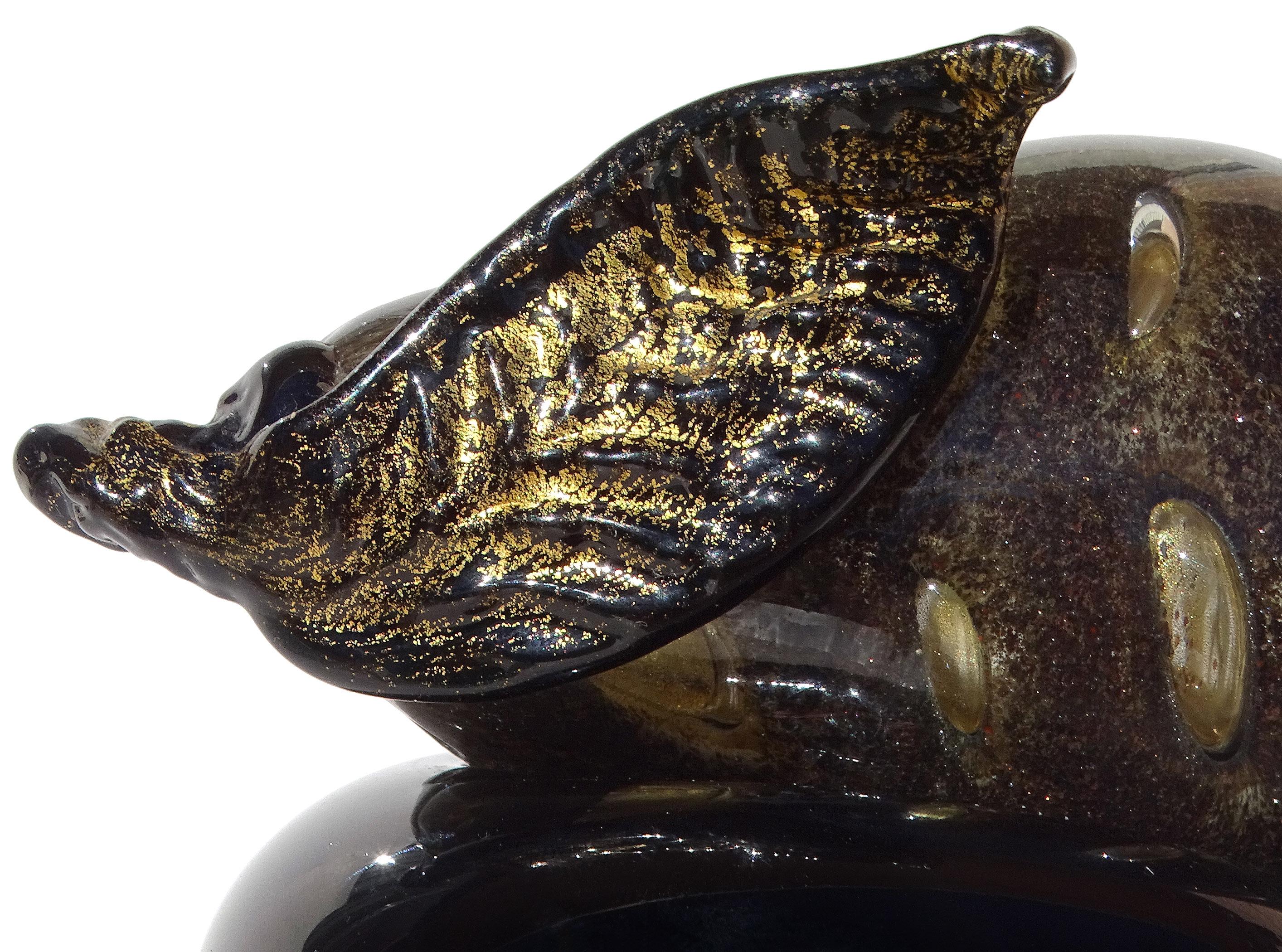 Barovier Toso Murano Schwarz Gold Flecken Italienische Kunst Glas Birne Obst Briefbeschwerer (Moderne der Mitte des Jahrhunderts) im Angebot