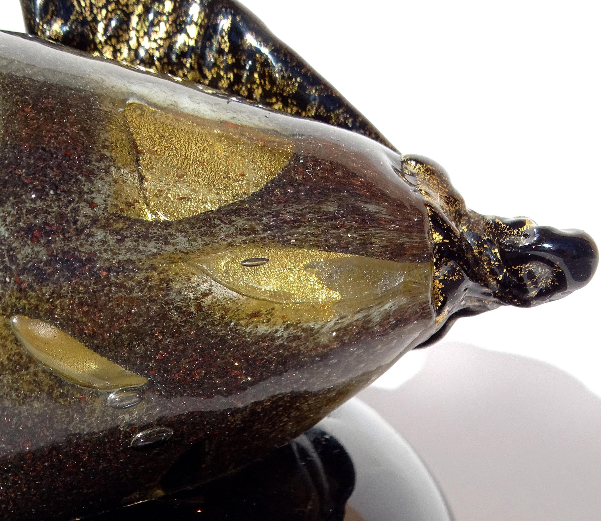 Barovier Toso Murano Schwarz Gold Flecken Italienische Kunst Glas Birne Obst Briefbeschwerer (20. Jahrhundert) im Angebot