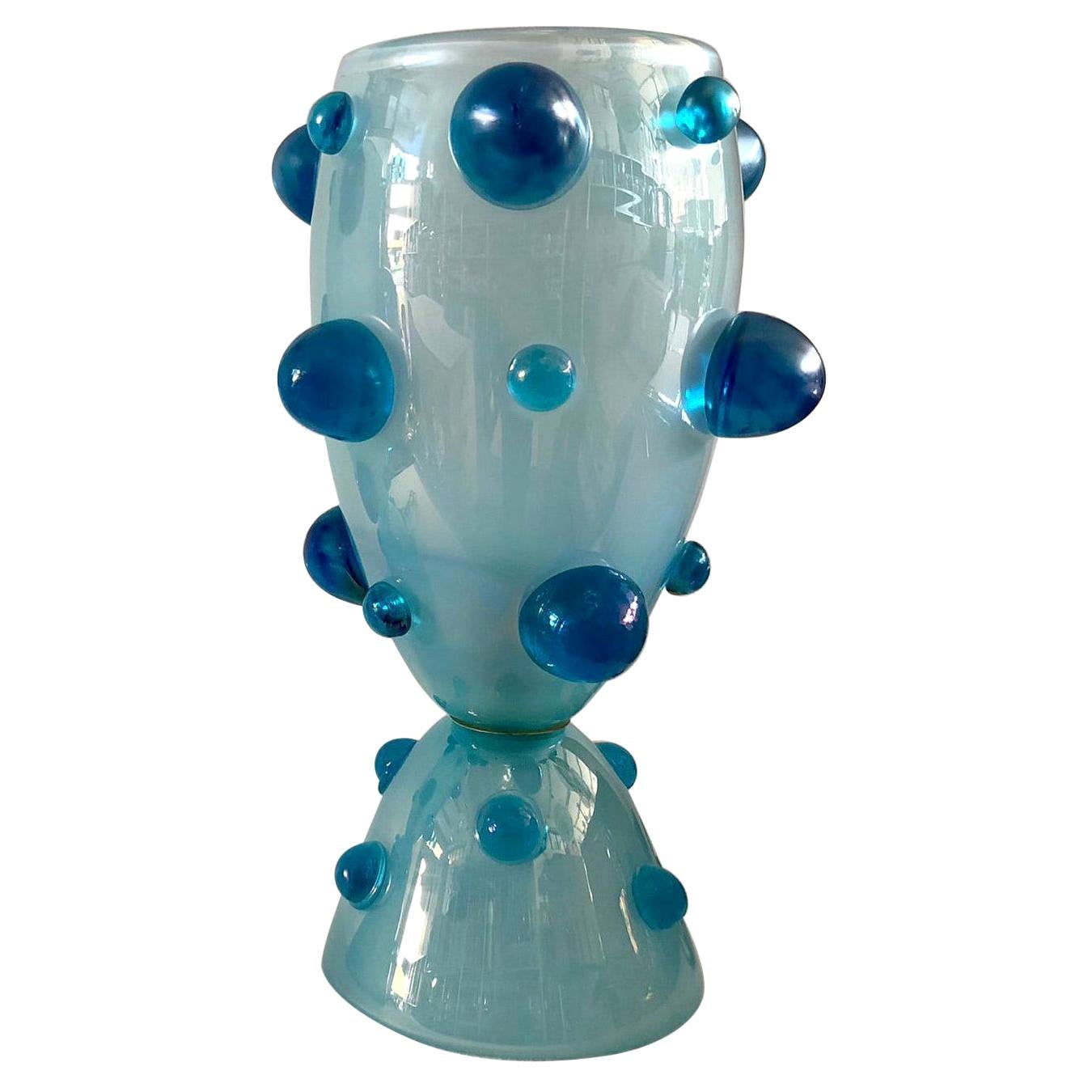 Barovier & Toso Murano Blown Glass Blue Color Italian Midcentury Table Lamp 1950