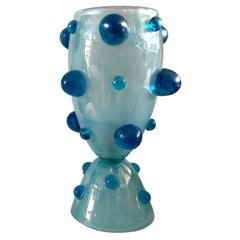 Barovier & Toso Murano Blown Glass Blue Color Italian Midcentury Table Lamp 1950