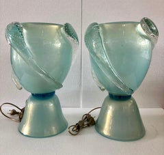 Barovier&Toso Murano Blown Glass turquoise Color Midcentury TableLamp, 1950