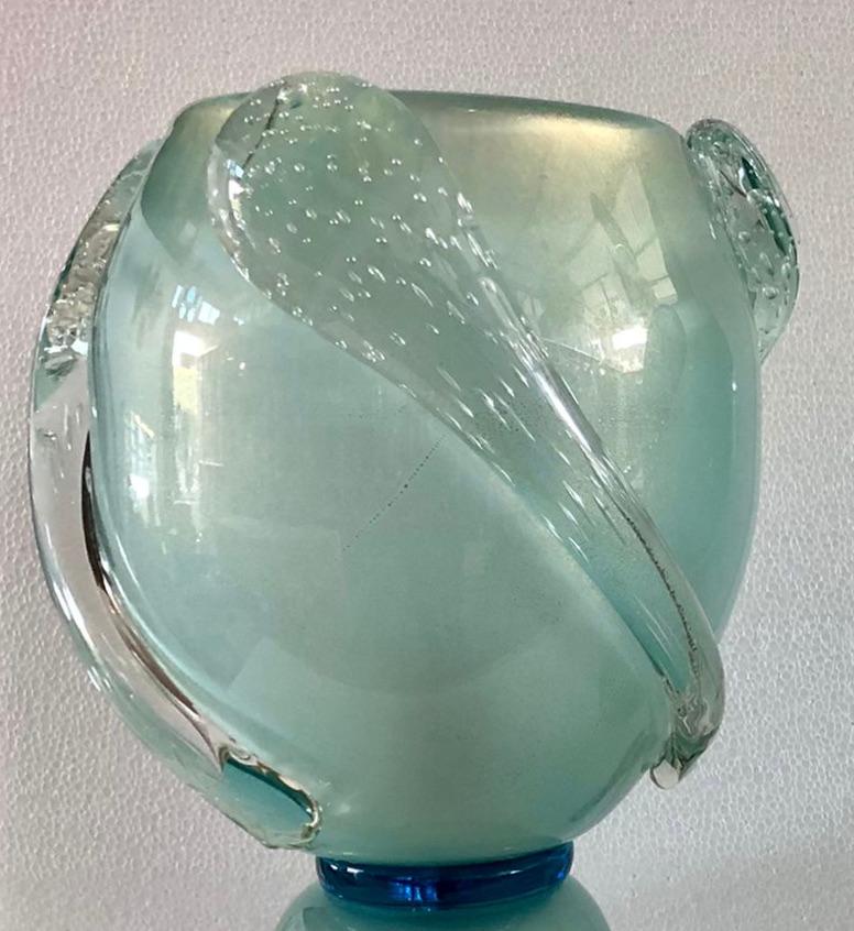 Mid-20th Century Barovier&Toso Murano Blown Glass turquoise Color Midcentury TableLamp, 1950