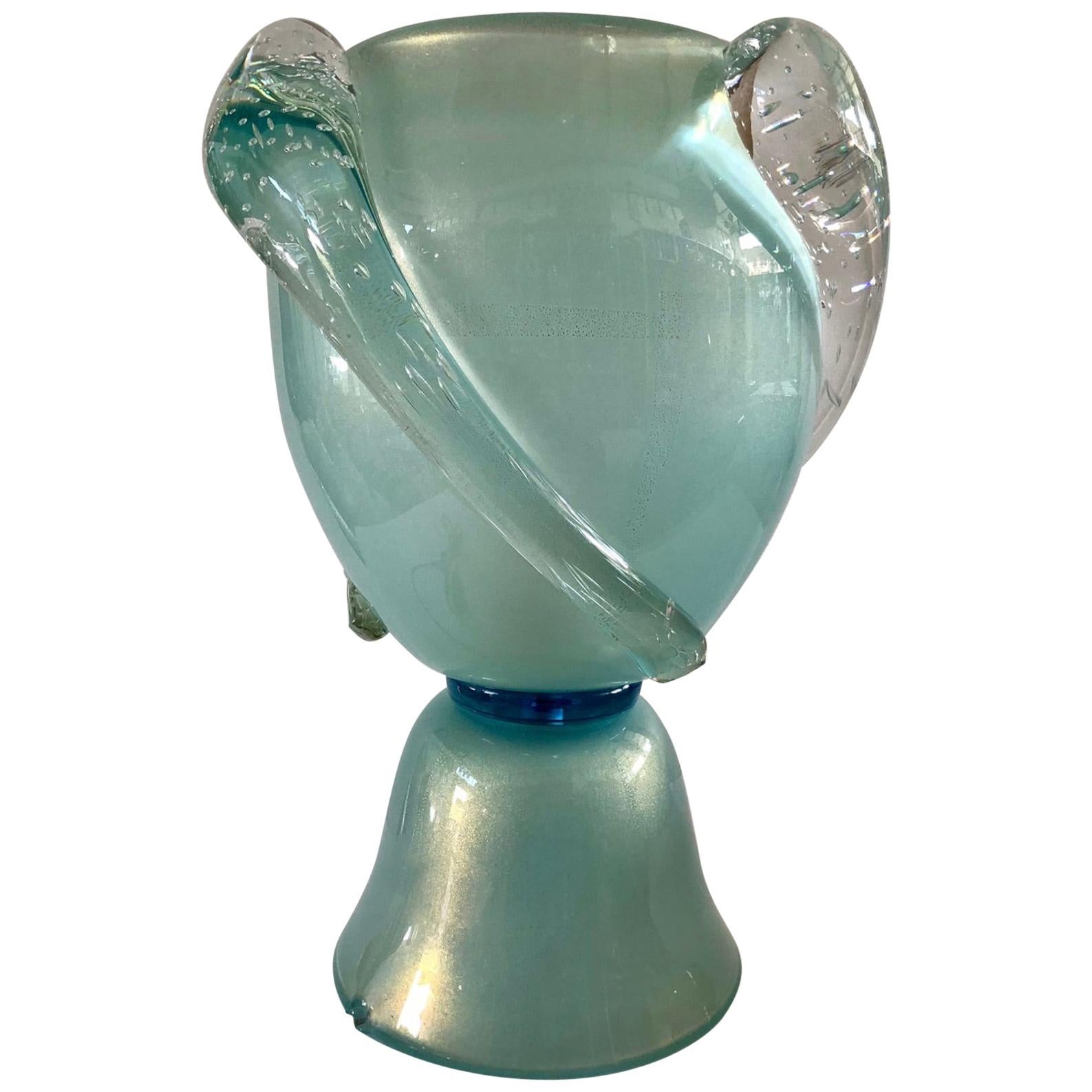 Barovier&Toso Murano Blown Glass turquoise Color Midcentury TableLamp, 1950