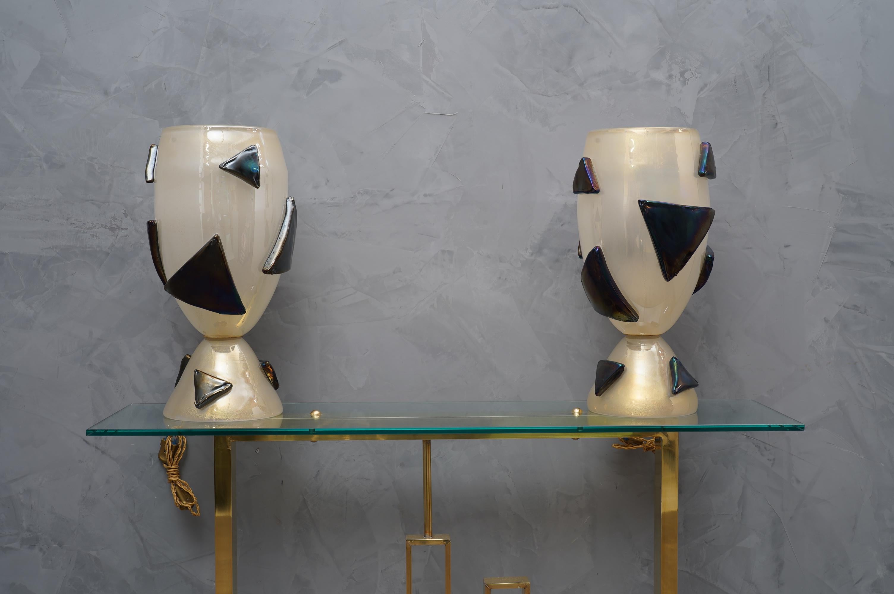 Barovier & Toso Murano Blown Glass Italian Midcentury Table Lamp, 1950 (Geblasenes Glas)