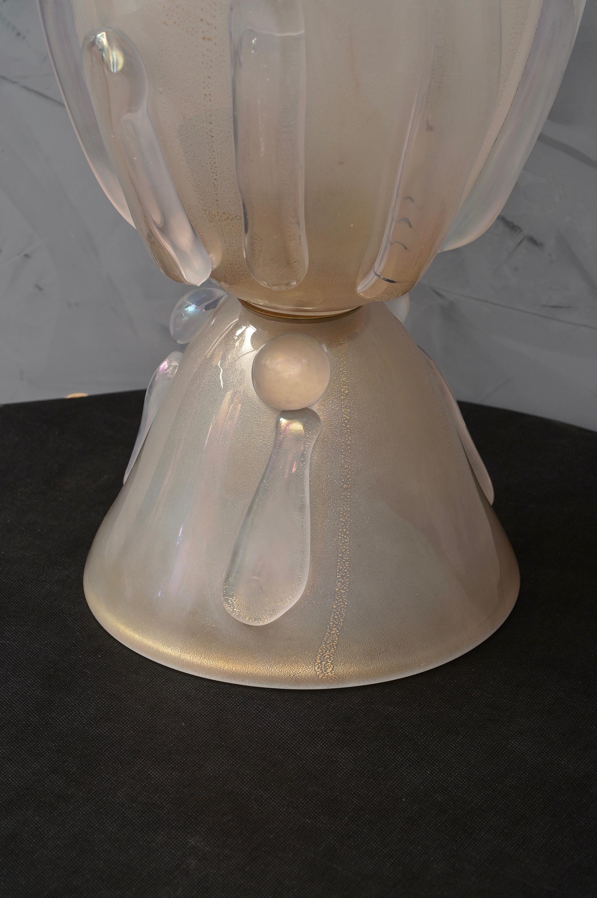 Brass Barovier & Toso Murano Blown Glass Italian Midcentury Table Lamp, 1950