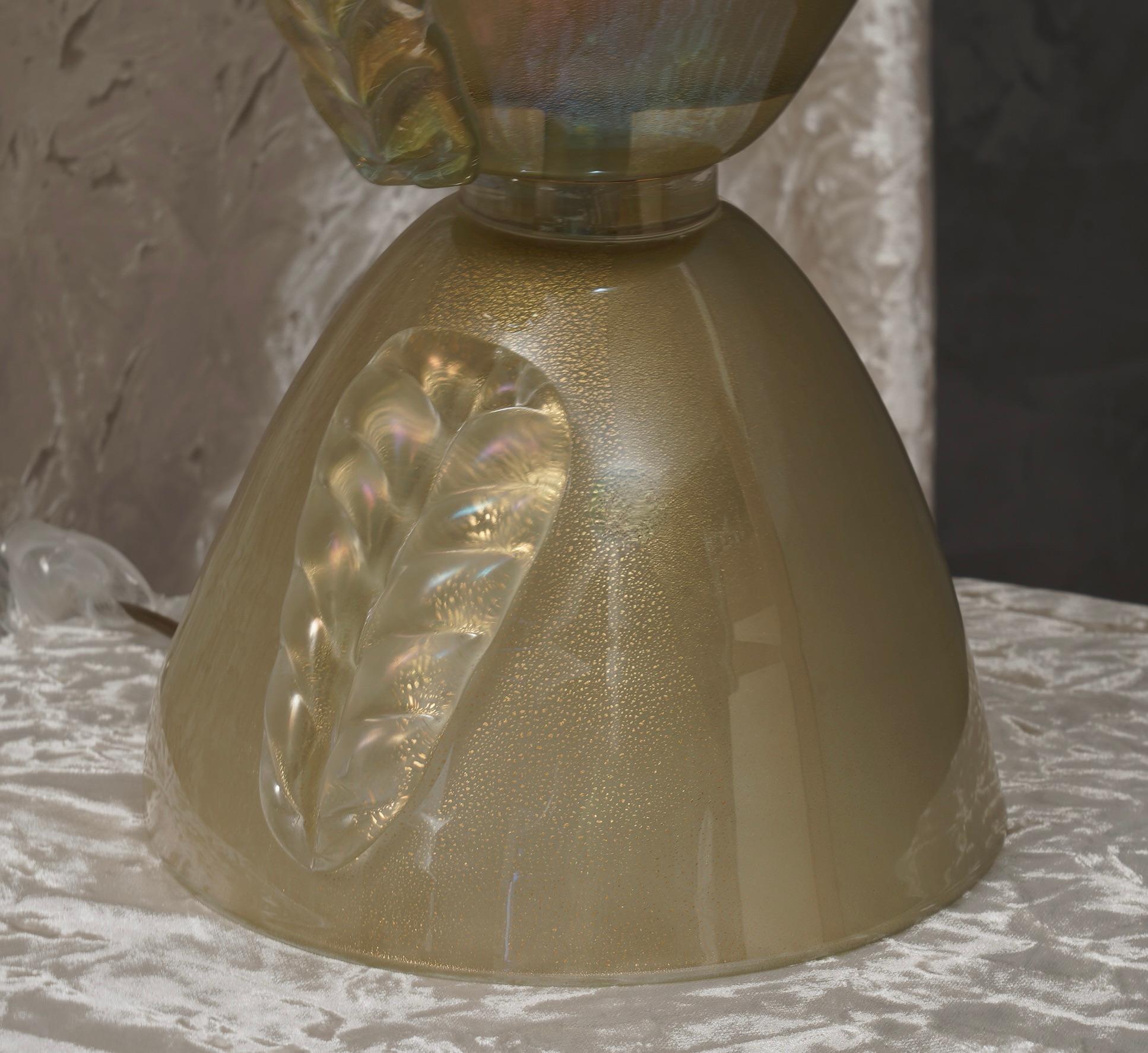 Late 20th Century Barovier & Toso Murano Blown Glass Italian Midcentury Table Lamp, 1980 For Sale
