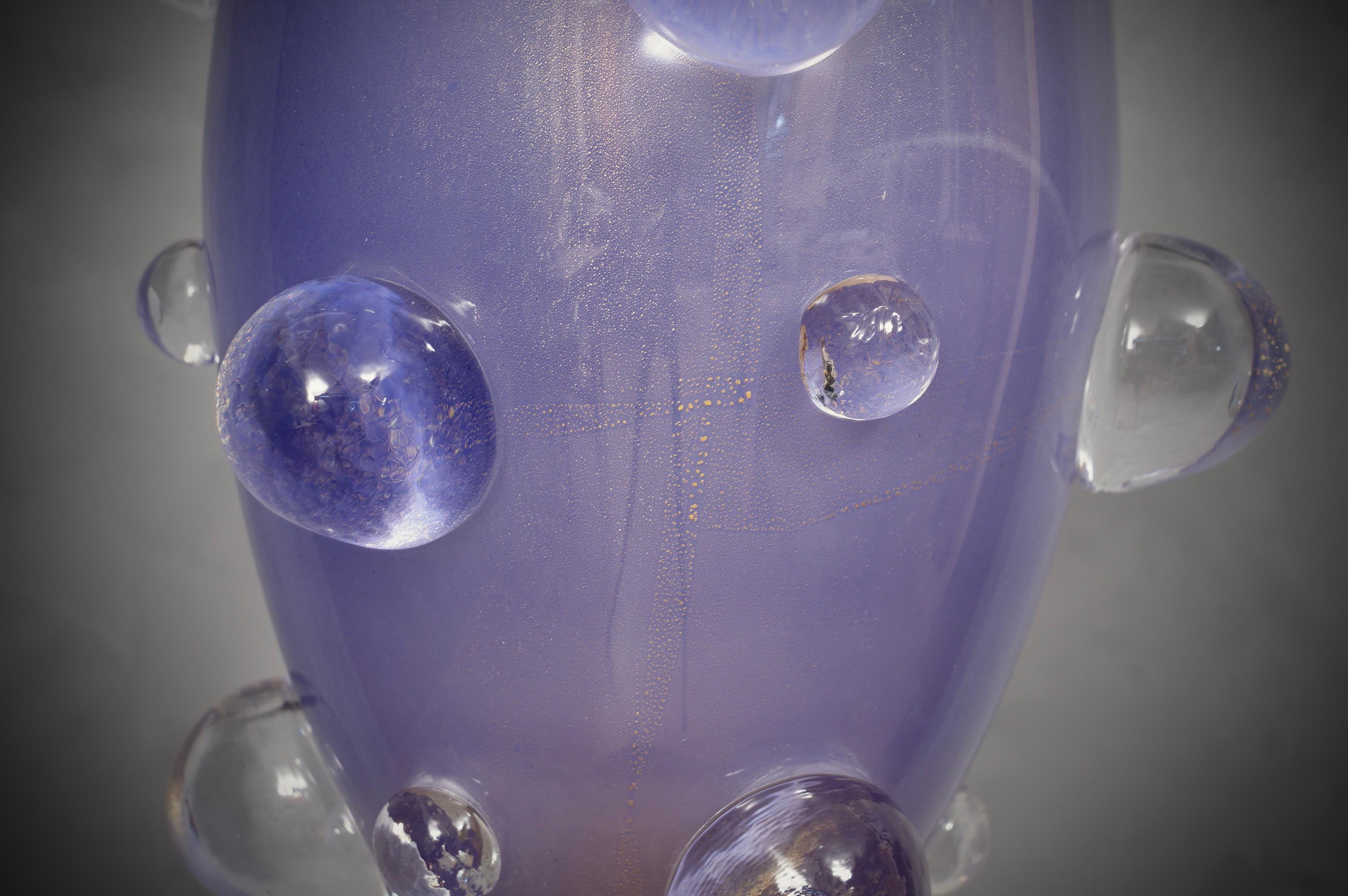 Barovier & Toso Murano Blown Glass Periwinkle Color Midcentury Table Lamp, 1950 In Good Condition In Rome, IT