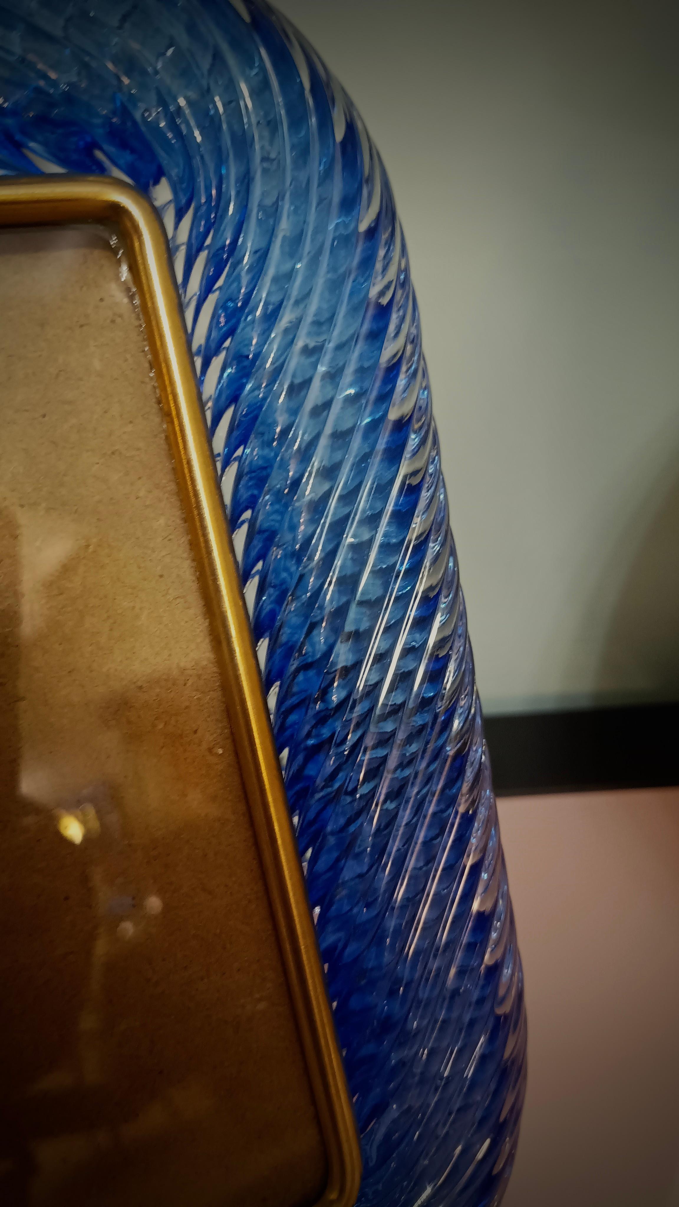 Barovier Toso Murano Blau Farbe Kunstglas Midcentury Bilderrahmen, 1990 (Italienisch)