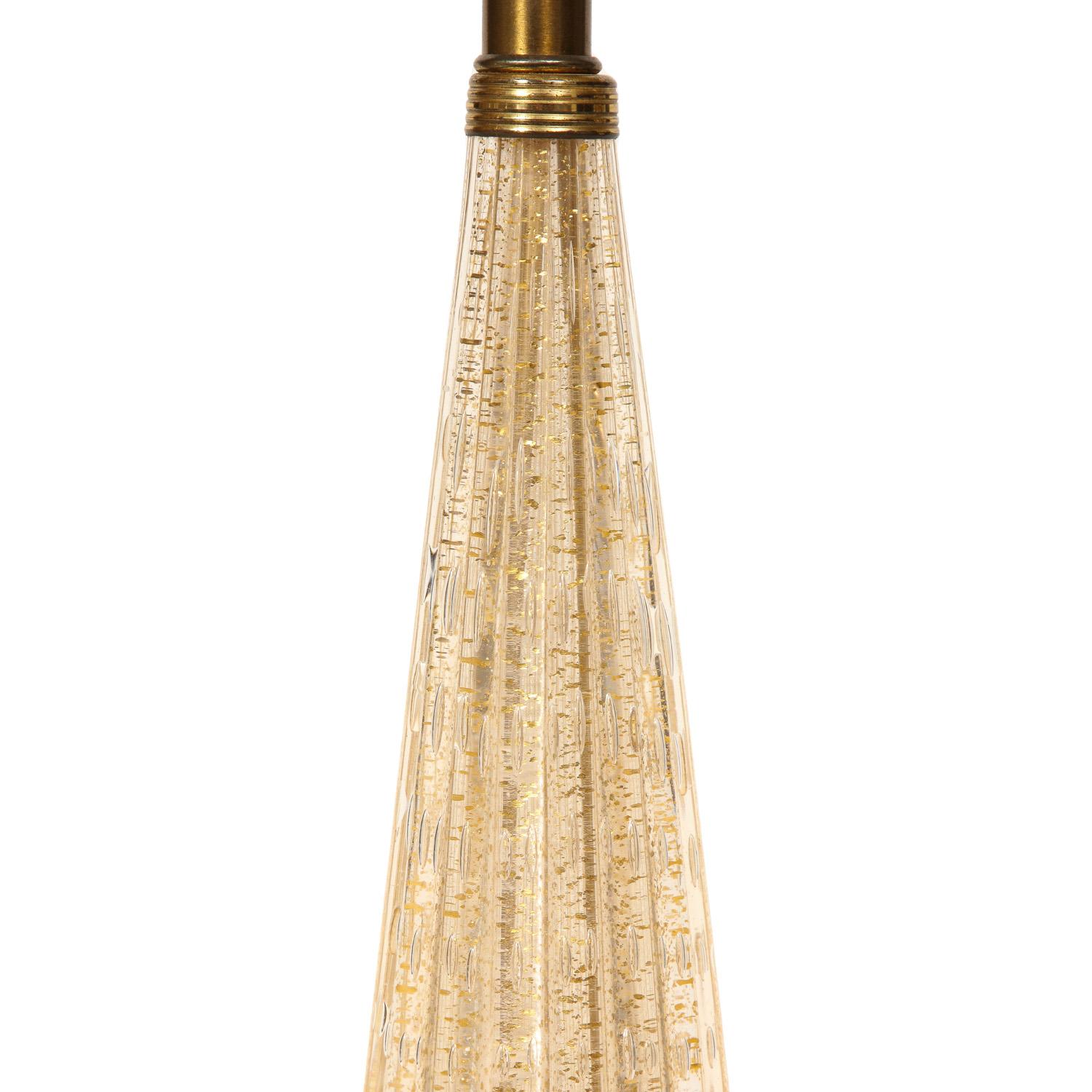 Barovier & Toso Murano Bullicante Glas-Tischlampe aus Bullicante-Glas mit Avventurina, 1950er Jahre (Moderne der Mitte des Jahrhunderts) im Angebot