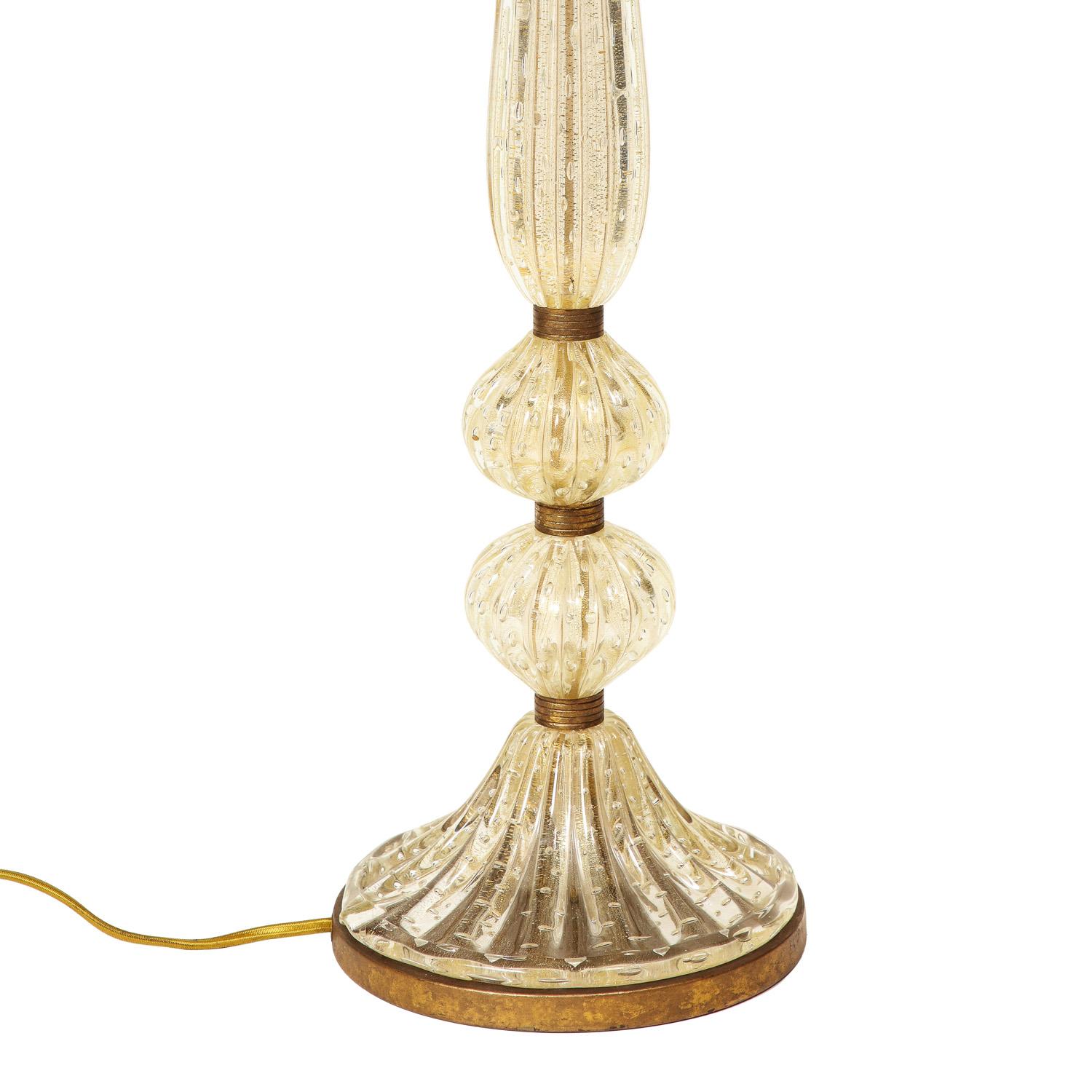 Barovier & Toso Lámpara de sobremesa de cristal bullicante de Murano con avventurina, años 50 Italiano en venta