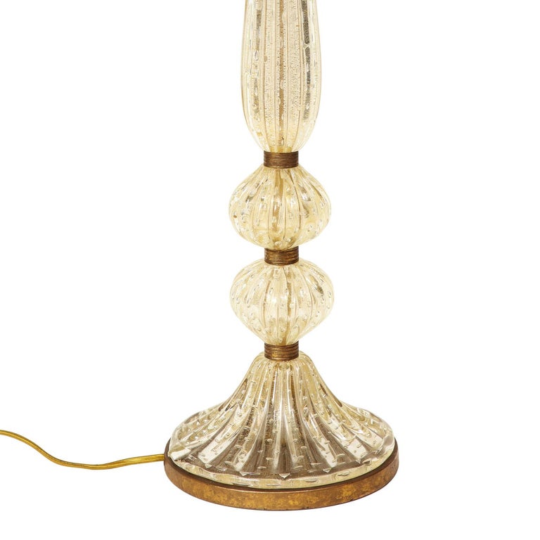 Italian Barovier & Toso Murano Bullicante Glass Table Lamp with Avventurina, 1950s For Sale