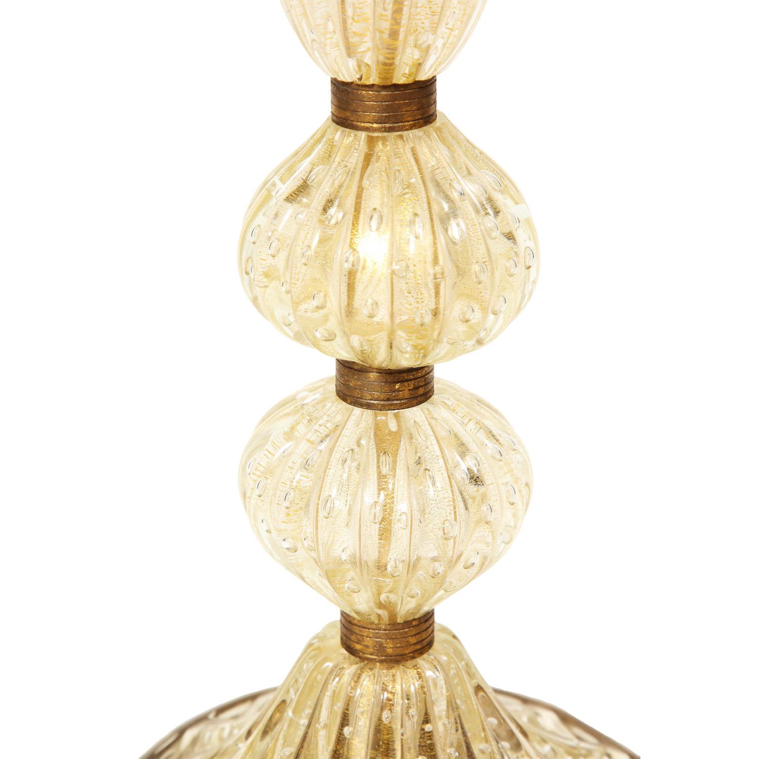 Barovier & Toso Lámpara de sobremesa de cristal bullicante de Murano con avventurina, años 50 Hecho a mano en venta