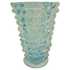 Barovier & Toso Murano Clear and Light Blue ¨Rostrato¨ Glass Vase, Italy, 1950´s